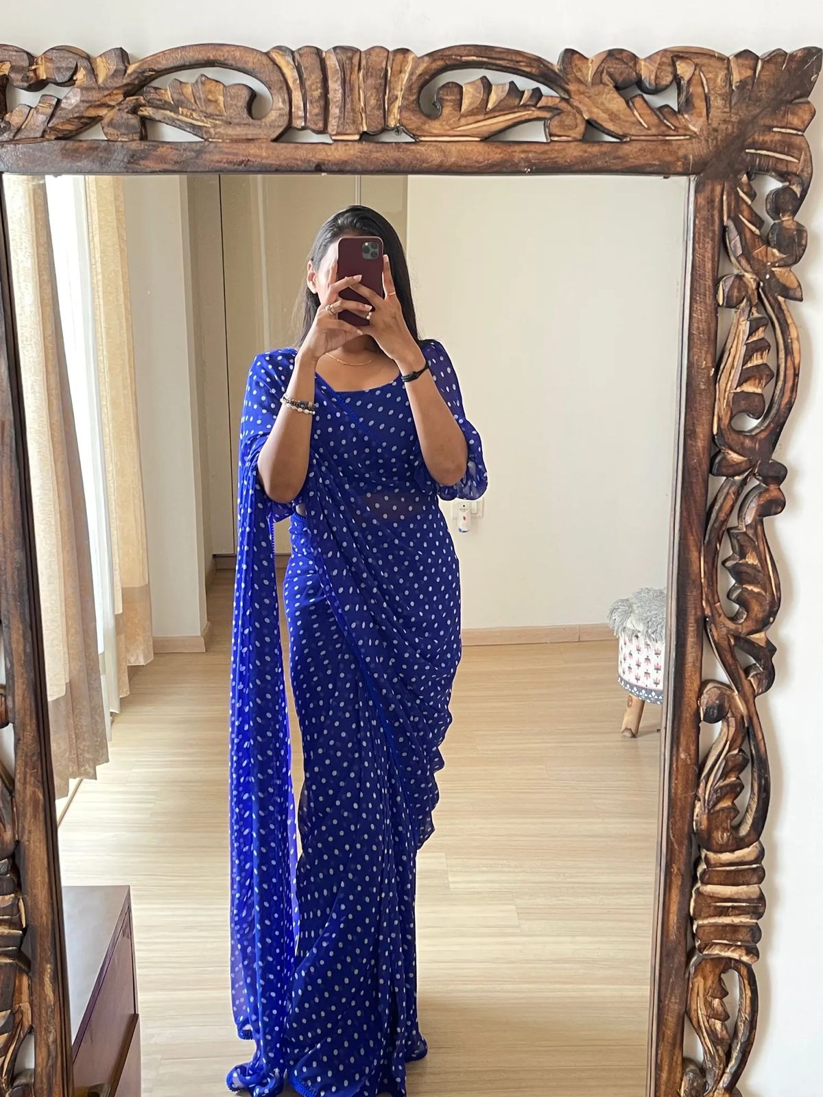 Royal Blue Ready to Wear Saree with Belt