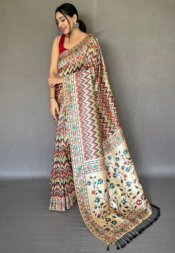Pure Diva Vol.2 Diva Green Ikat Printed Saree