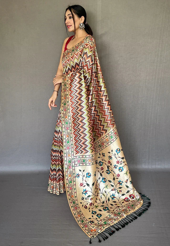 Pure Diva Vol.2 Diva Green Ikat Printed Saree