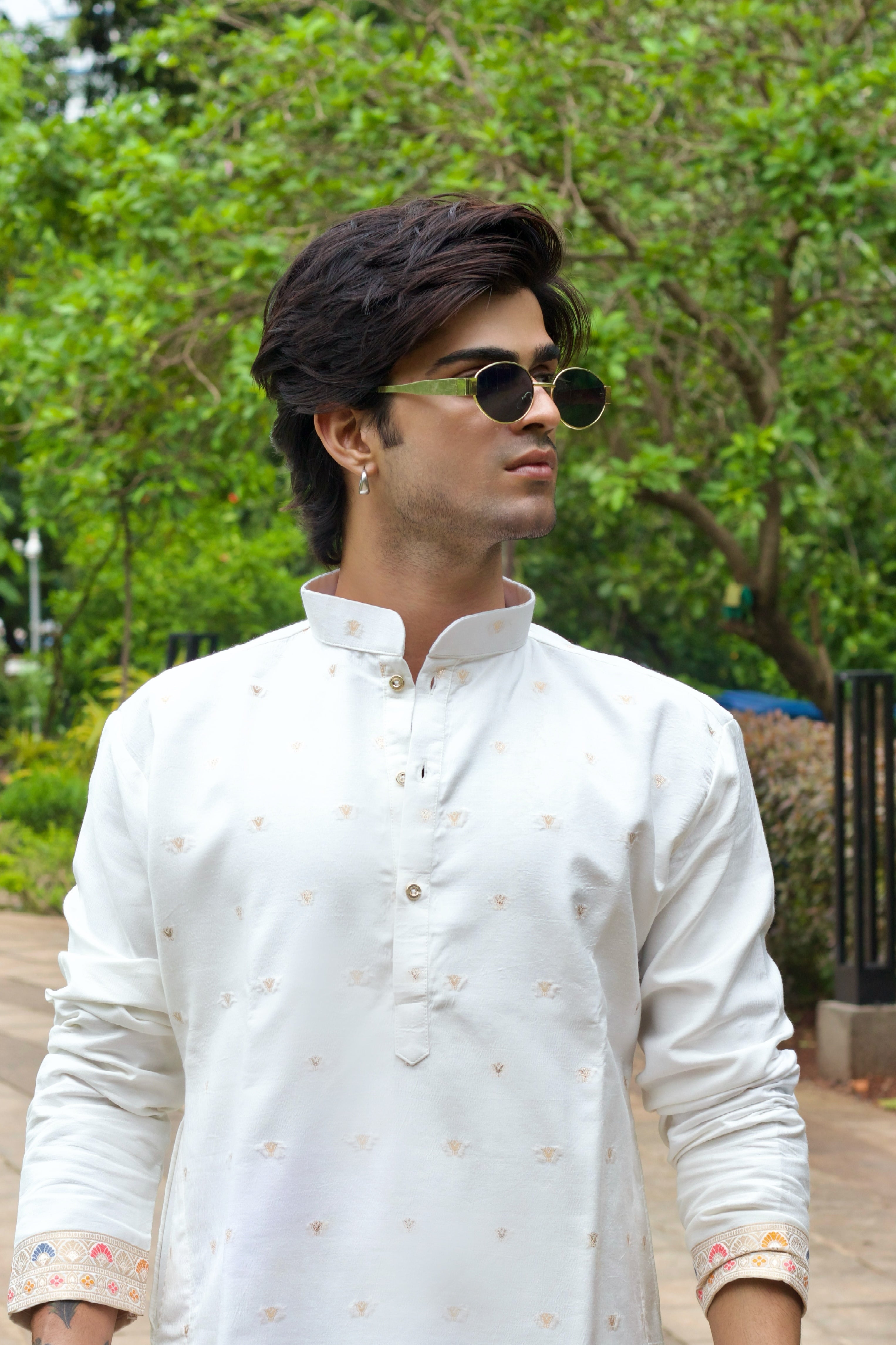 Handcrafted Peacock Jacquard designed Kurta for men