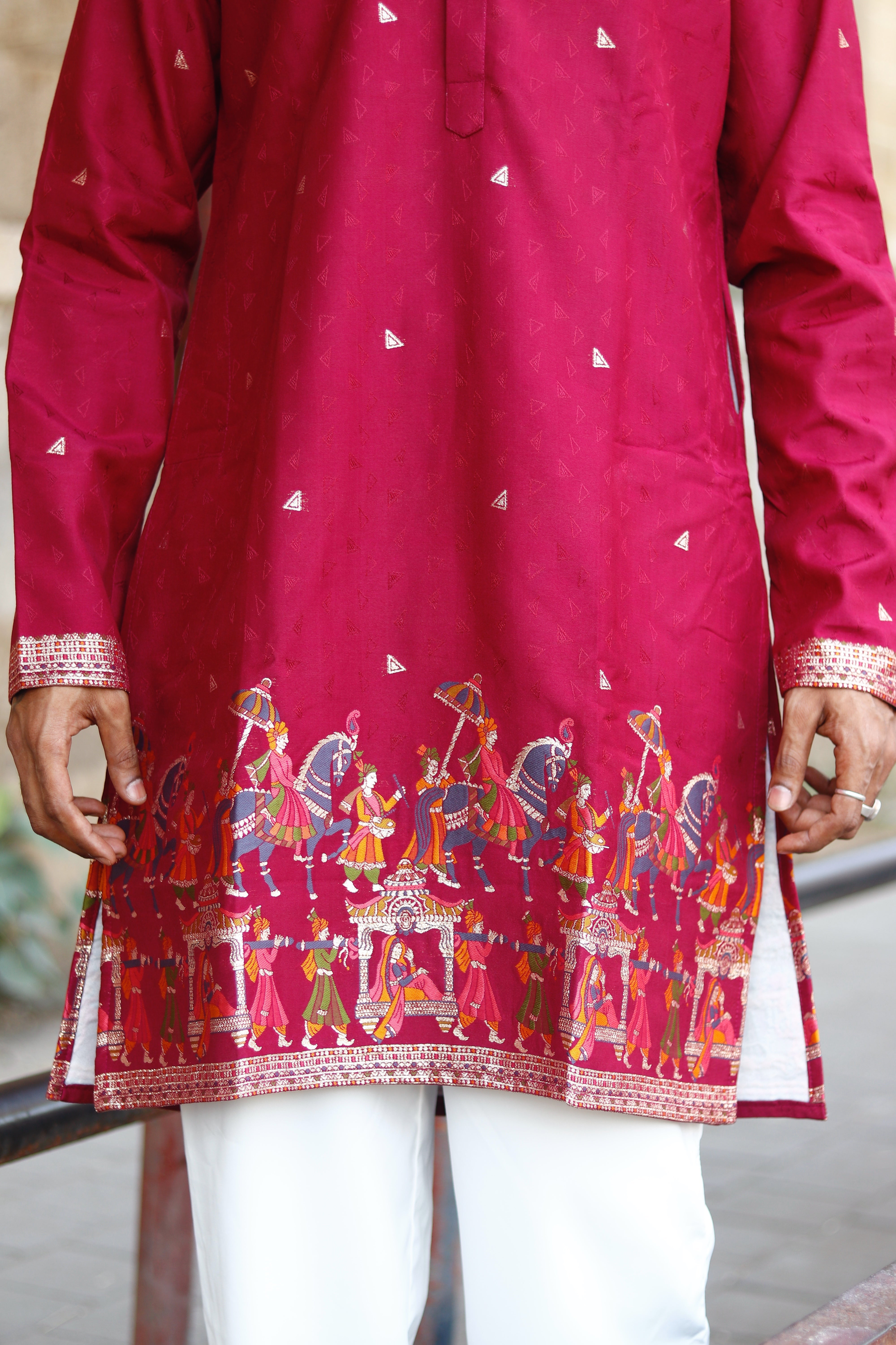 WINE SHAHI BAARAT JACQUARD EXCLUSIVE KURTA
