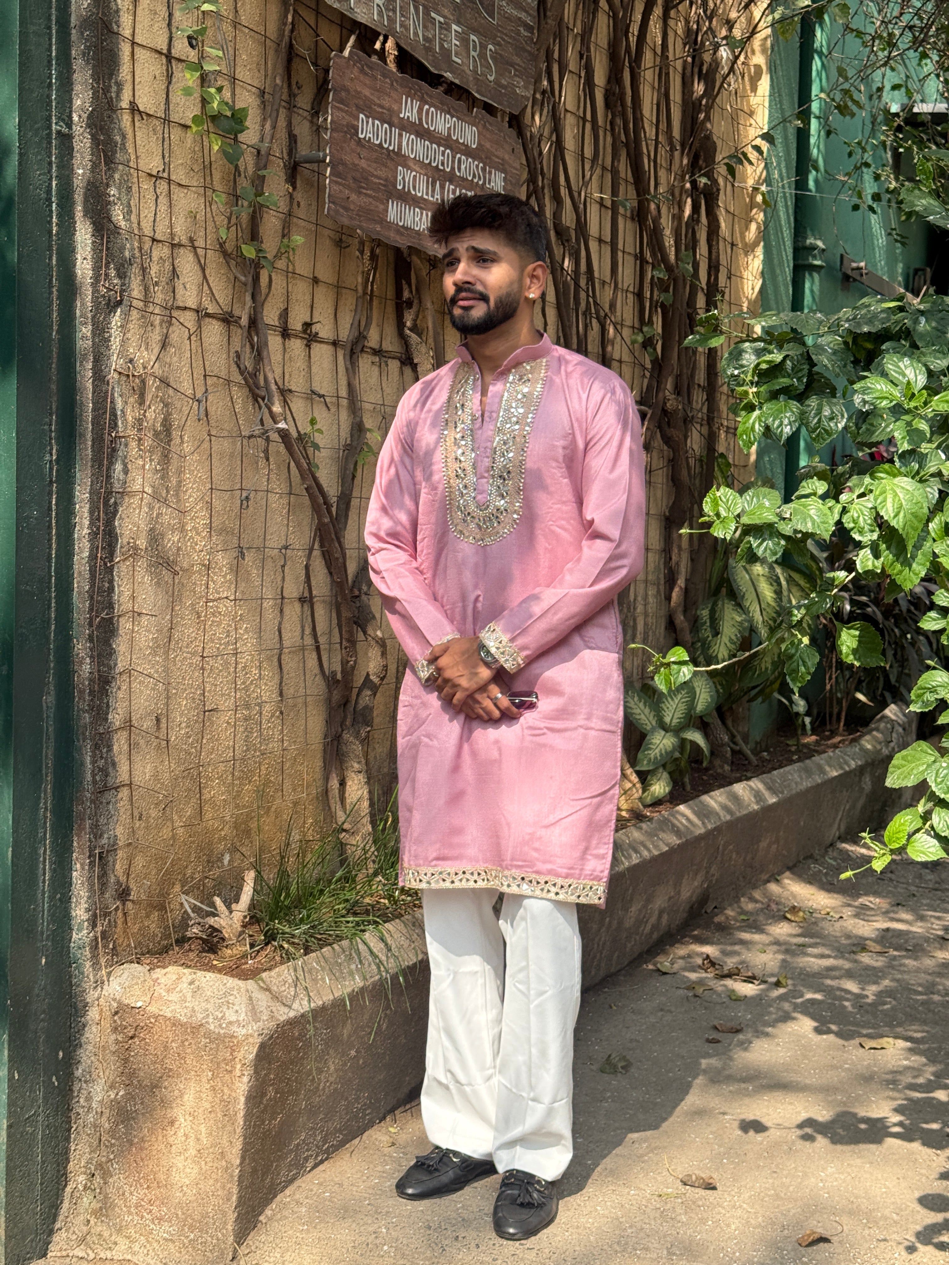 PINK MIRROR EMBOLISHED KURTA
