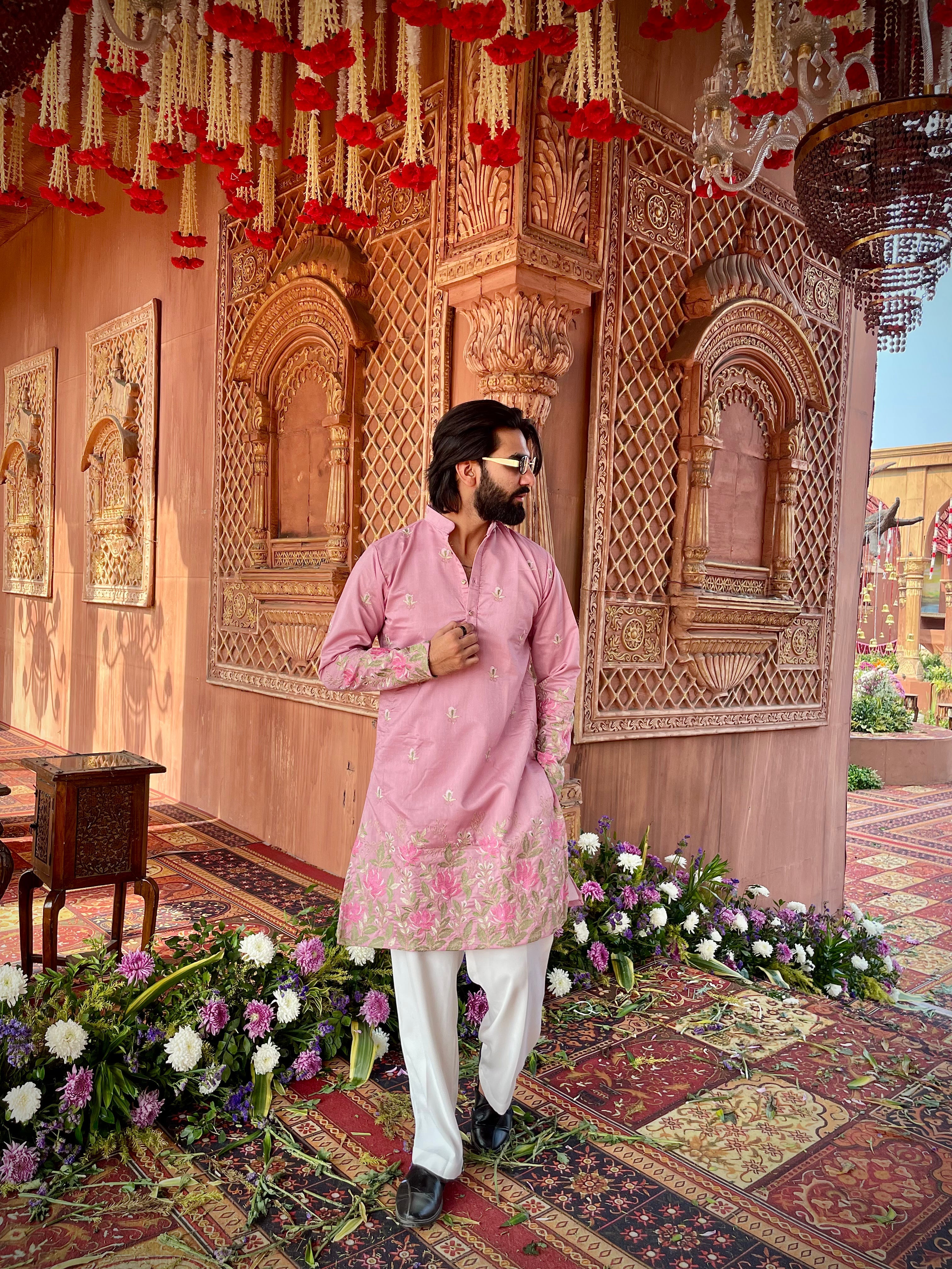 FADED PINK KAMAL VARNA EMBROIDERED EXCLUSIVE KURTA