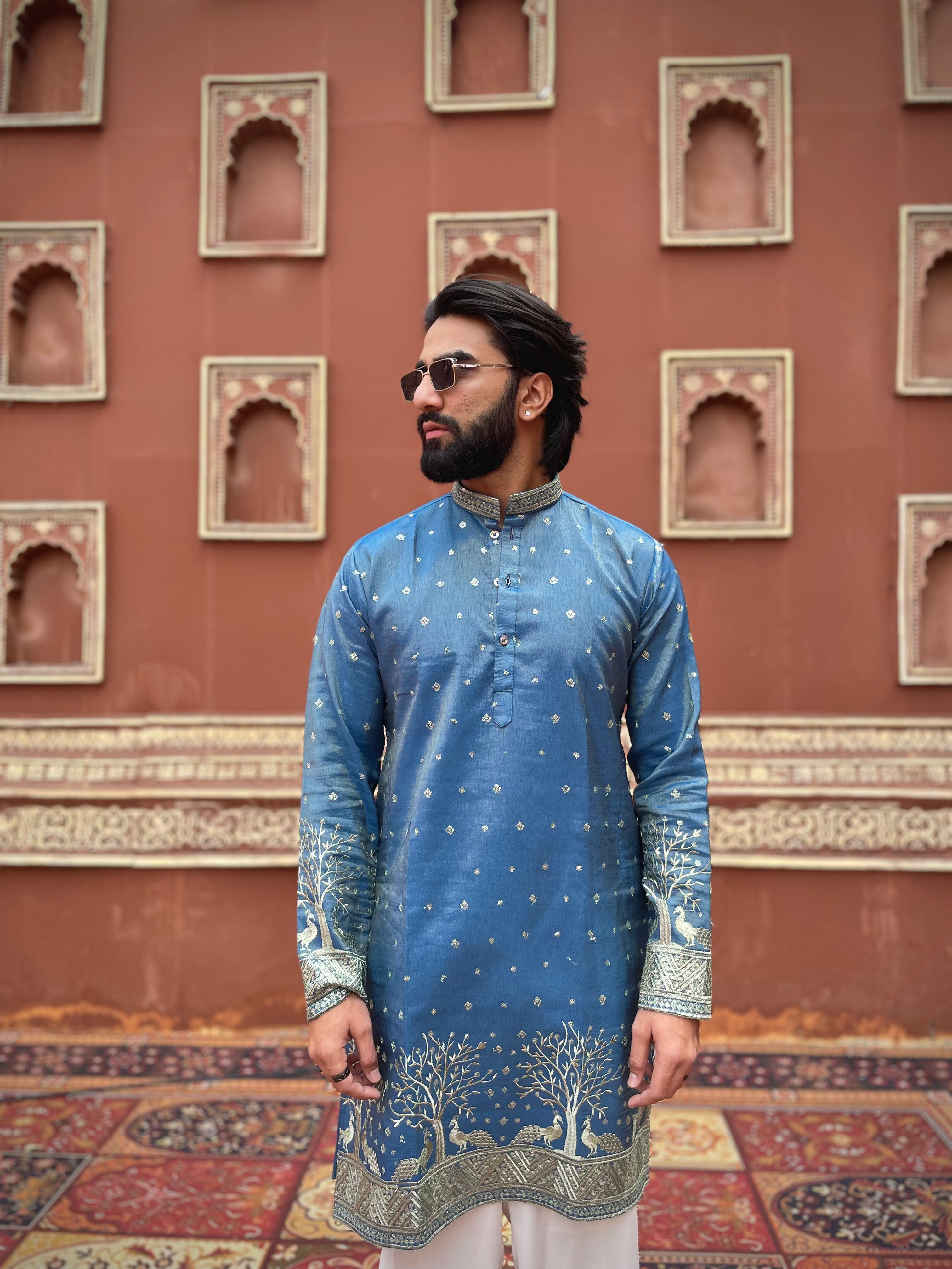 FIROZI SUVARN MAYUR EMROIDERED EXCLUSIVE KURTA