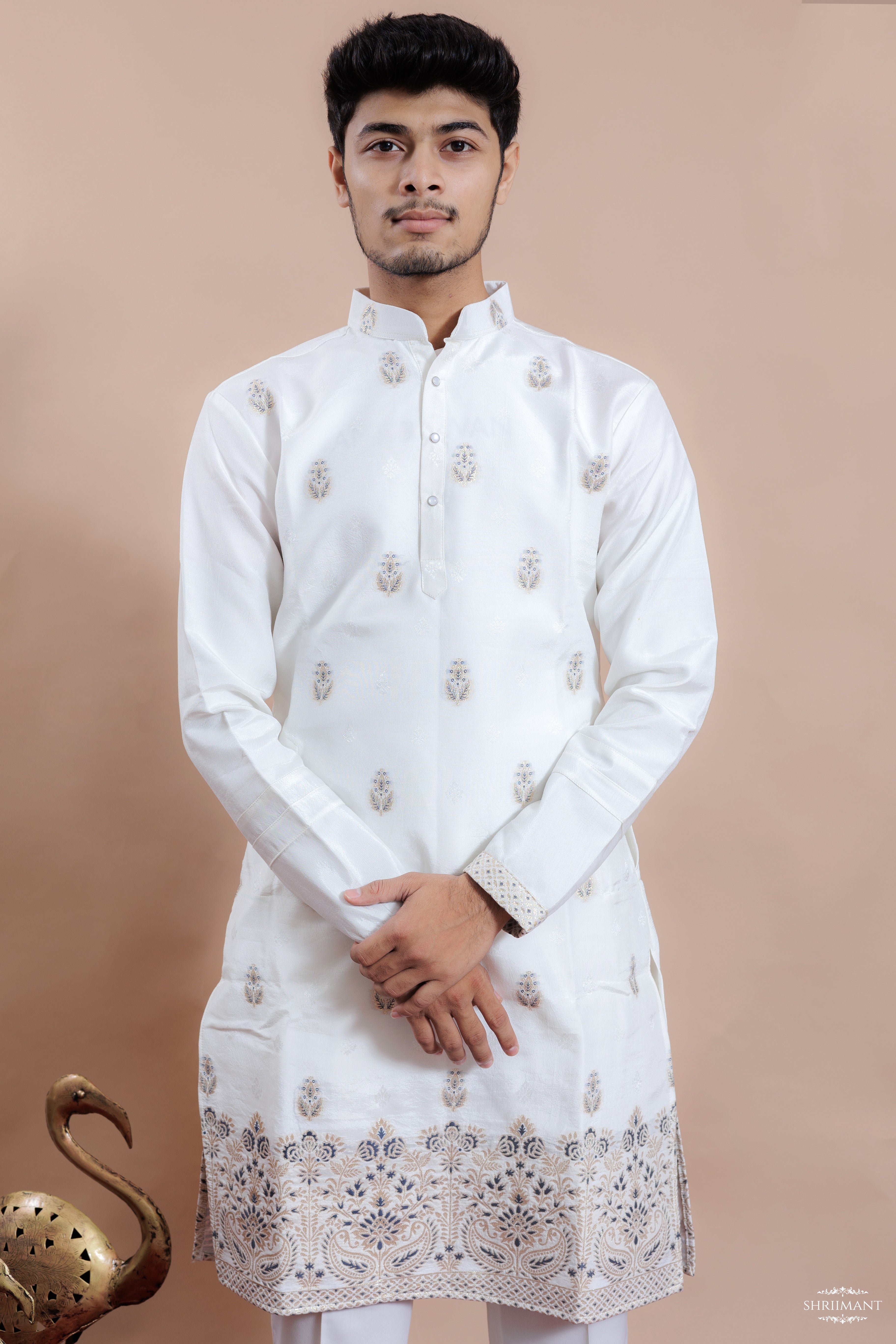 WHITE MAHAL JACQUARD DESIGNER KURTA