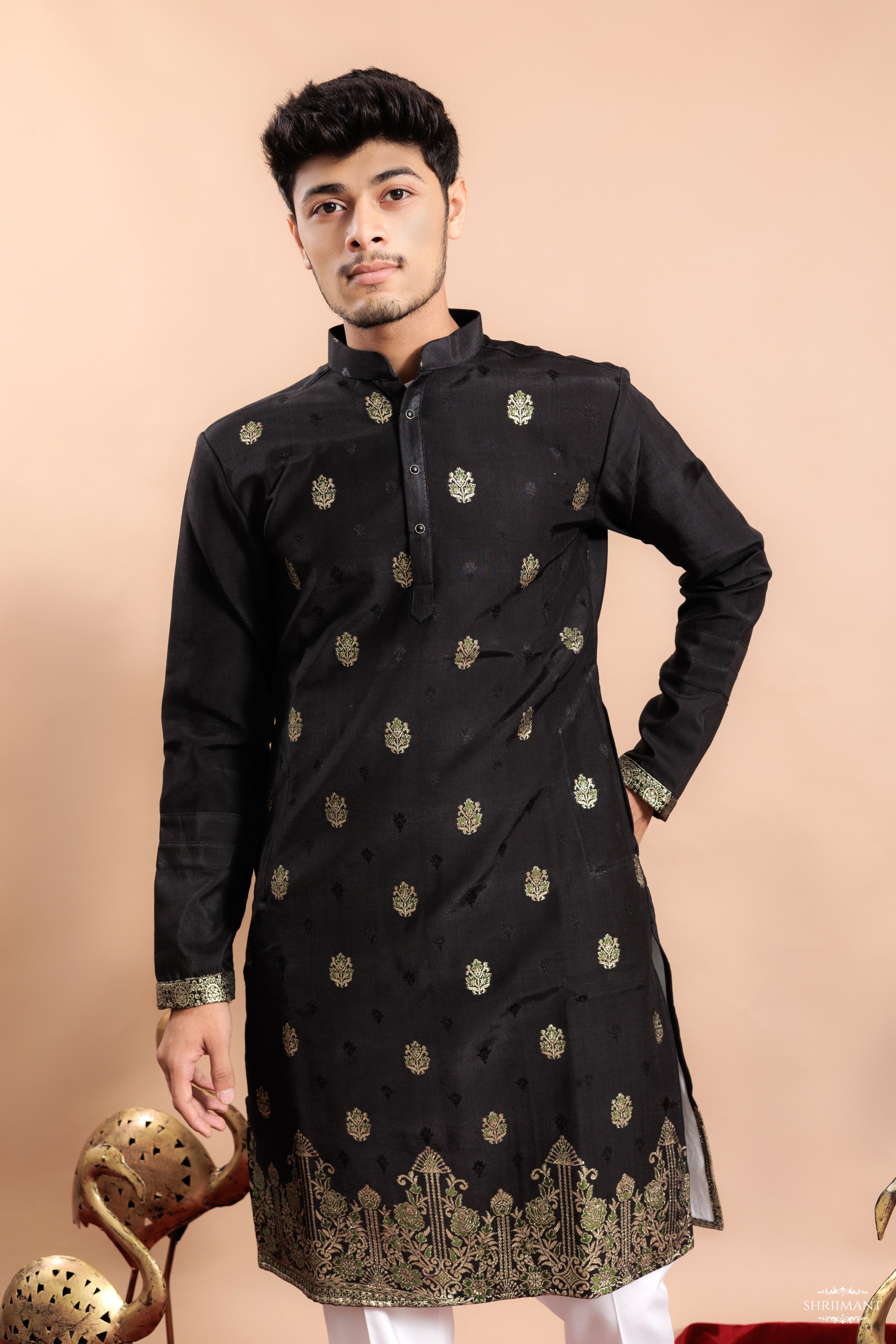 BLACK FOUNTAIN JACQUARD DESIGNER KURTA