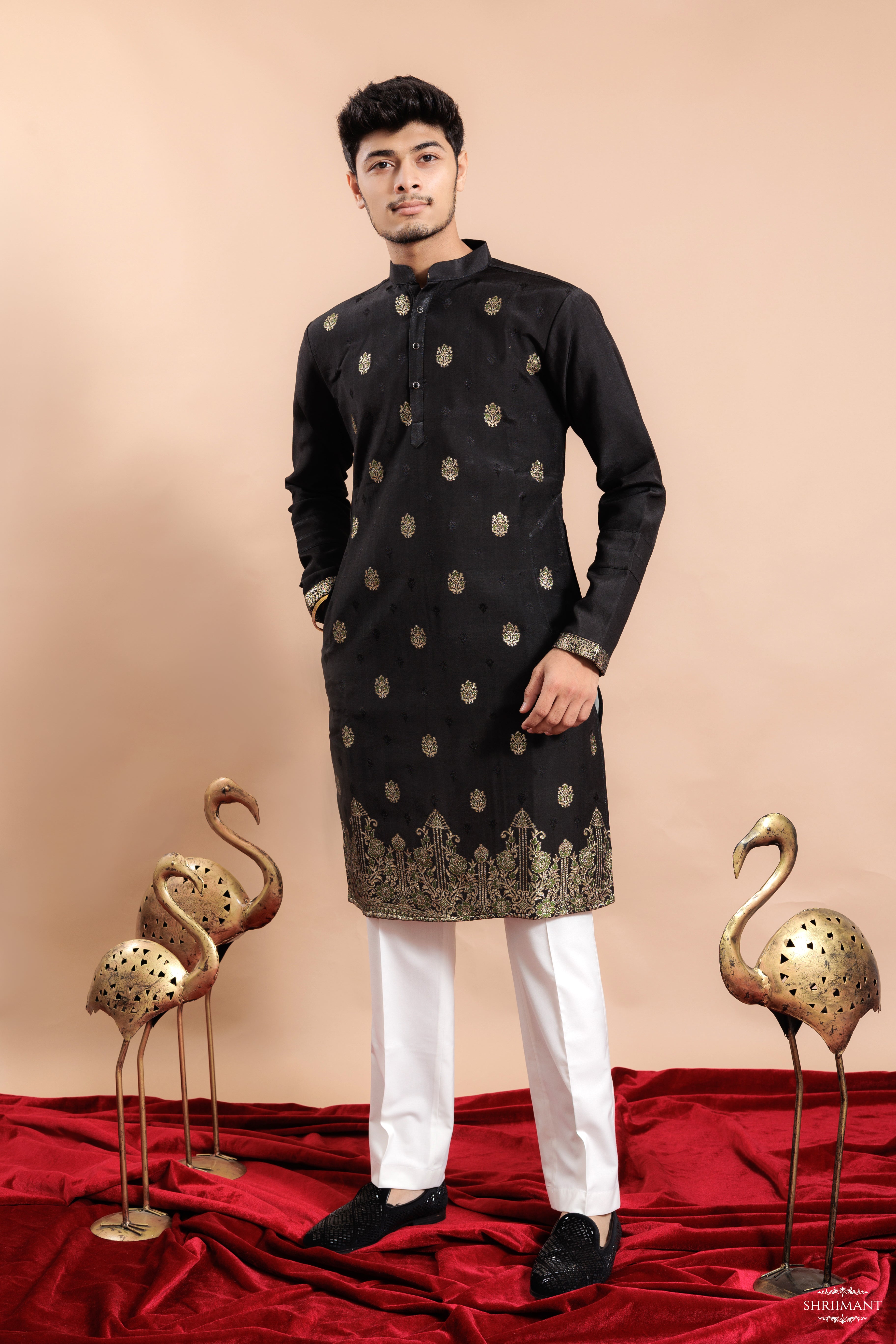 BLACK FOUNTAIN JACQUARD DESIGNER KURTA
