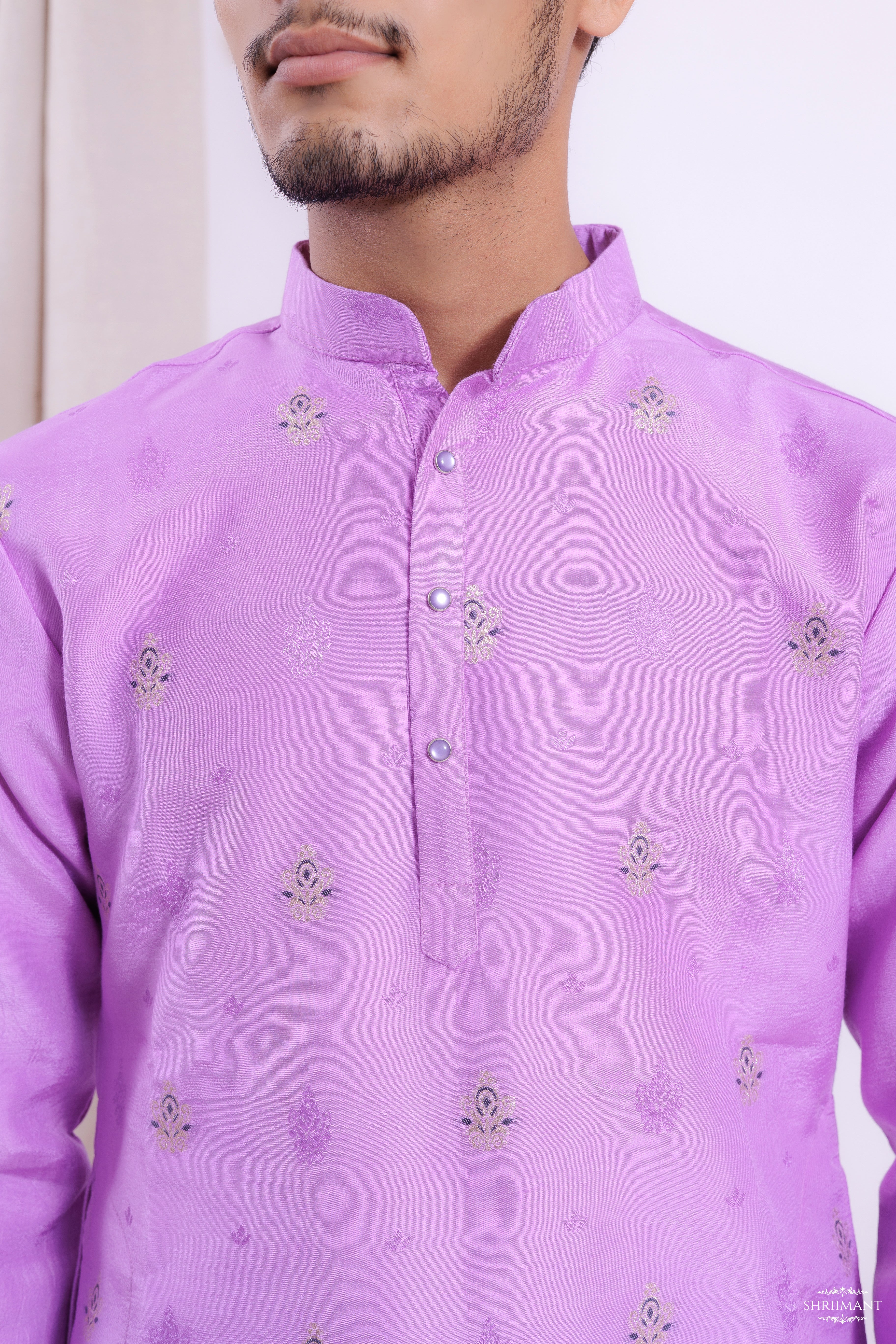 LIGHT PURPLE FLORAL JACQUARD EXCLUSIVE DESIGNER KURTA