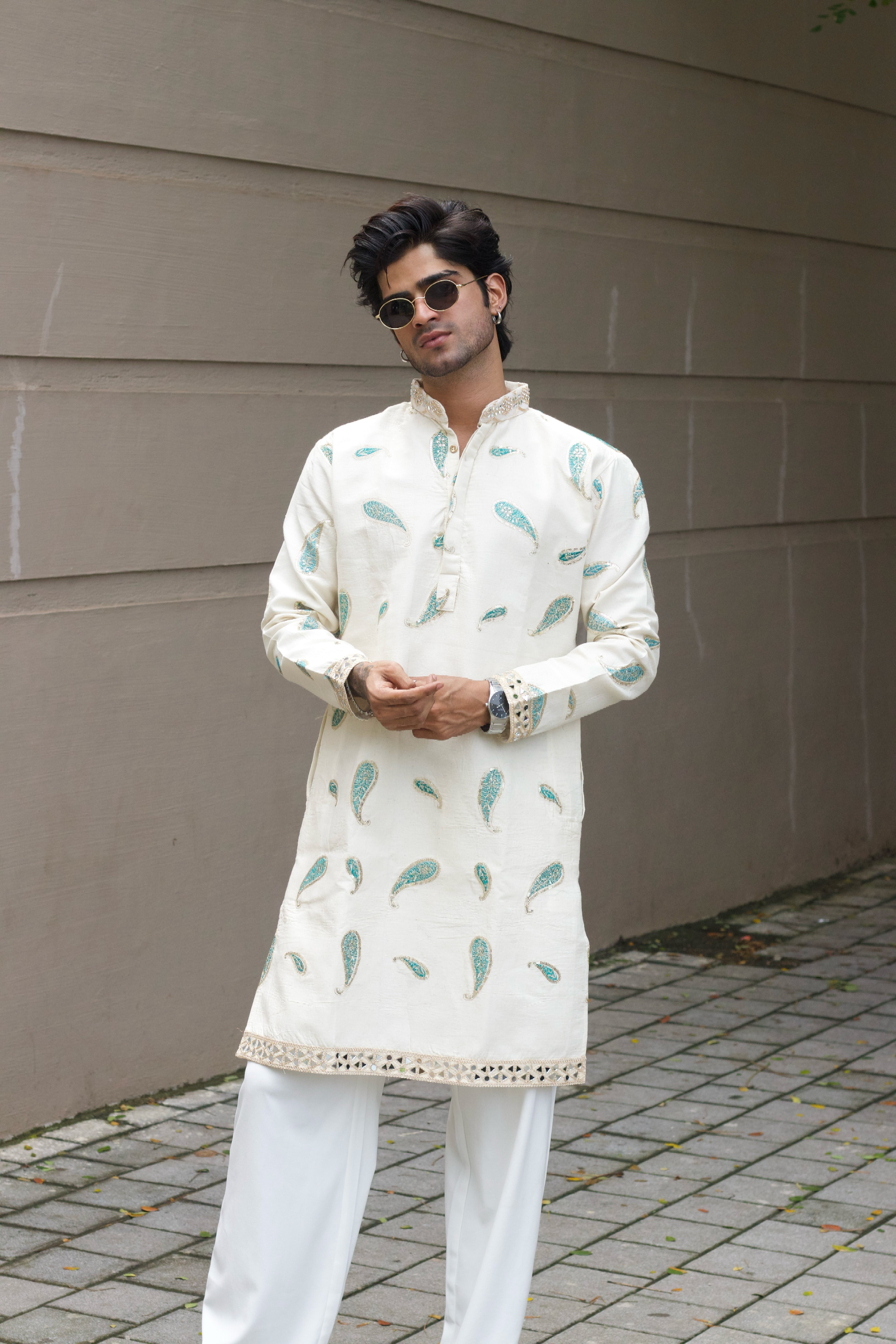 FIROZI KERI EMBROIDERED DESIGNER KURTA