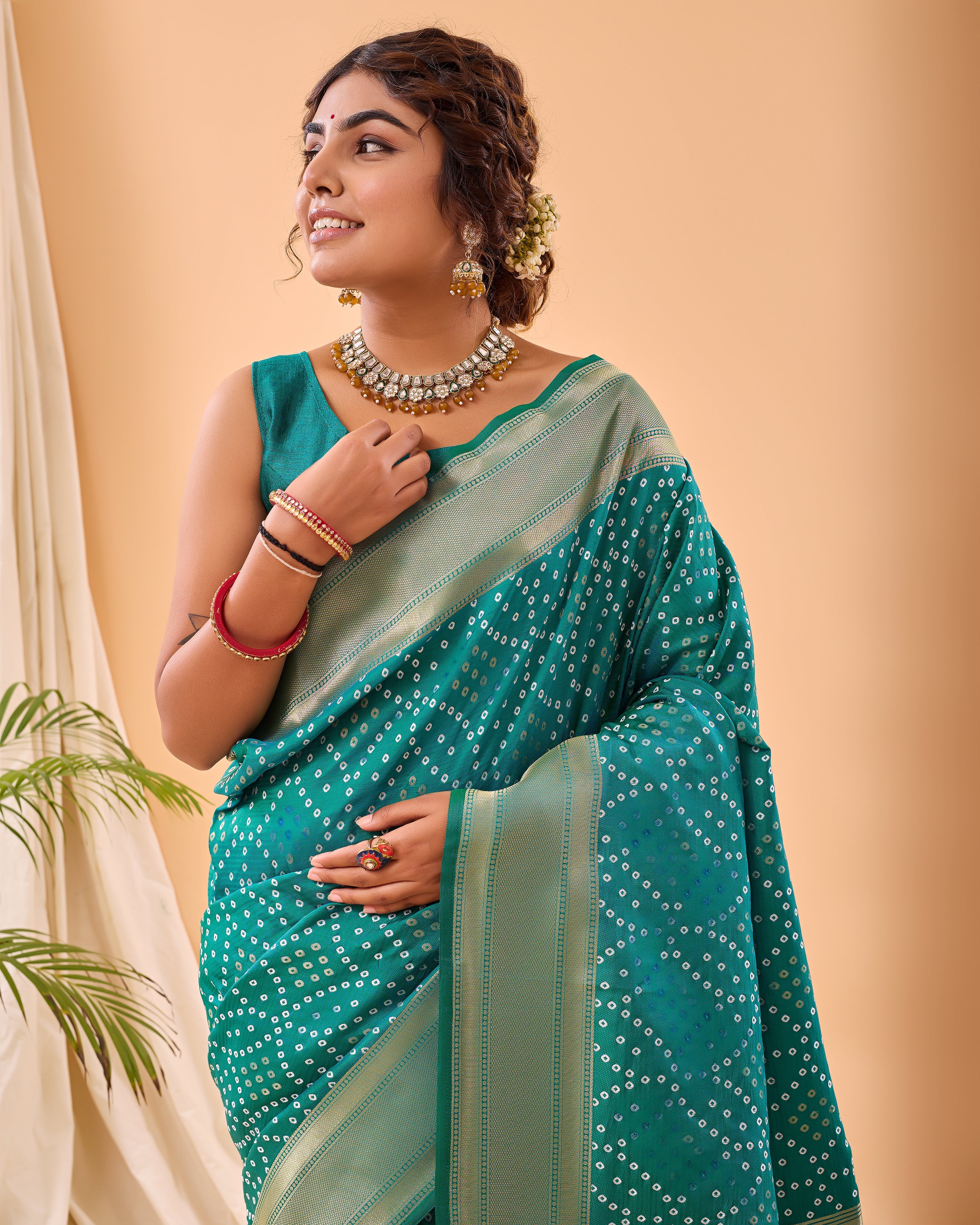Teal Blue Woven printed saree