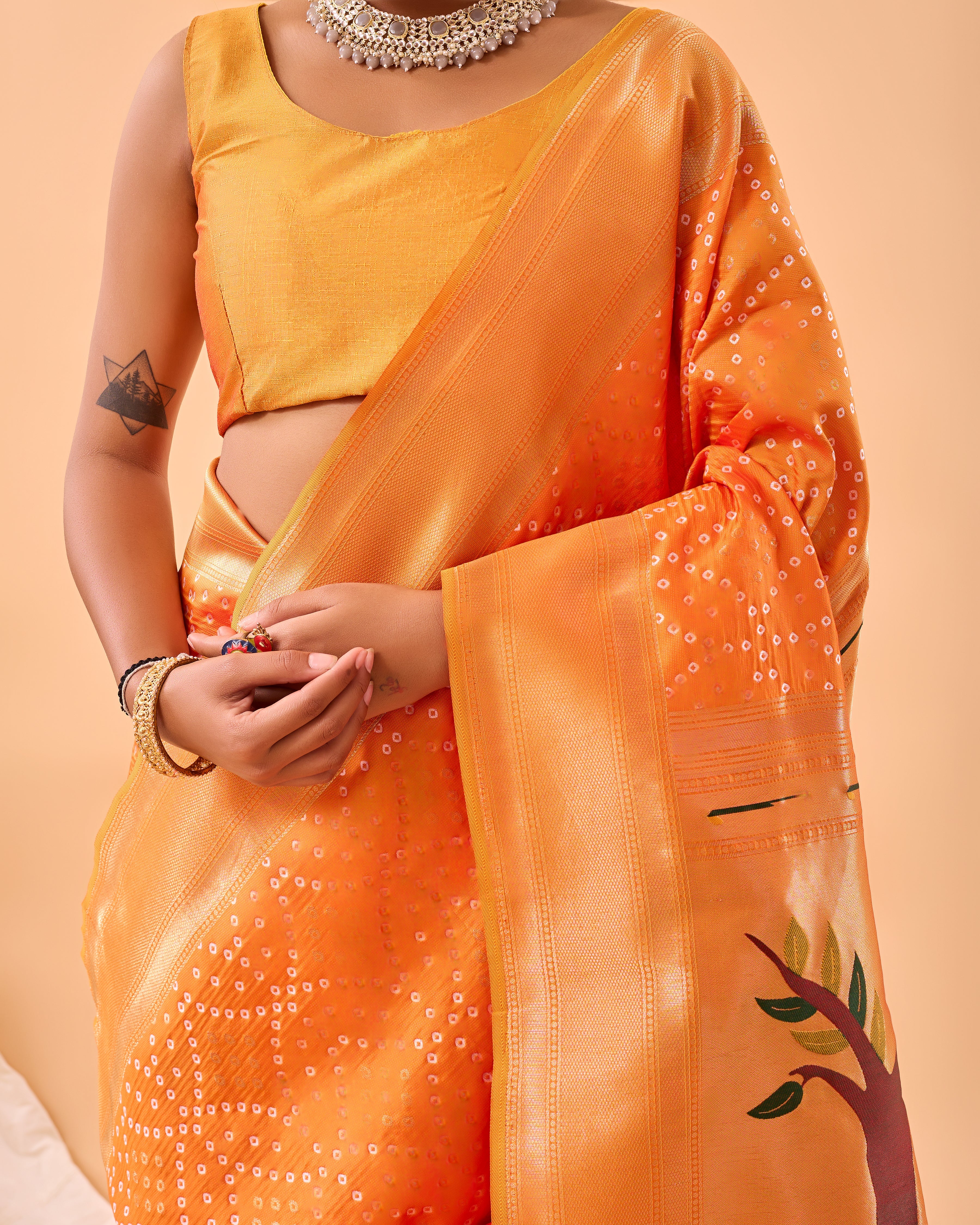 Orange Woven printed saree