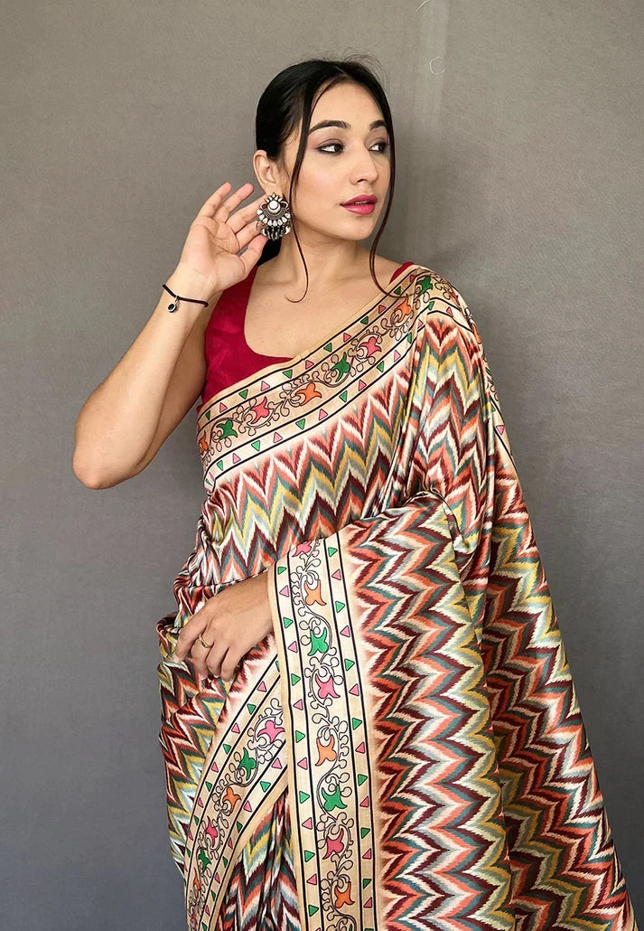 Pure Diva Vol.2 Diva Green Ikat Printed Saree