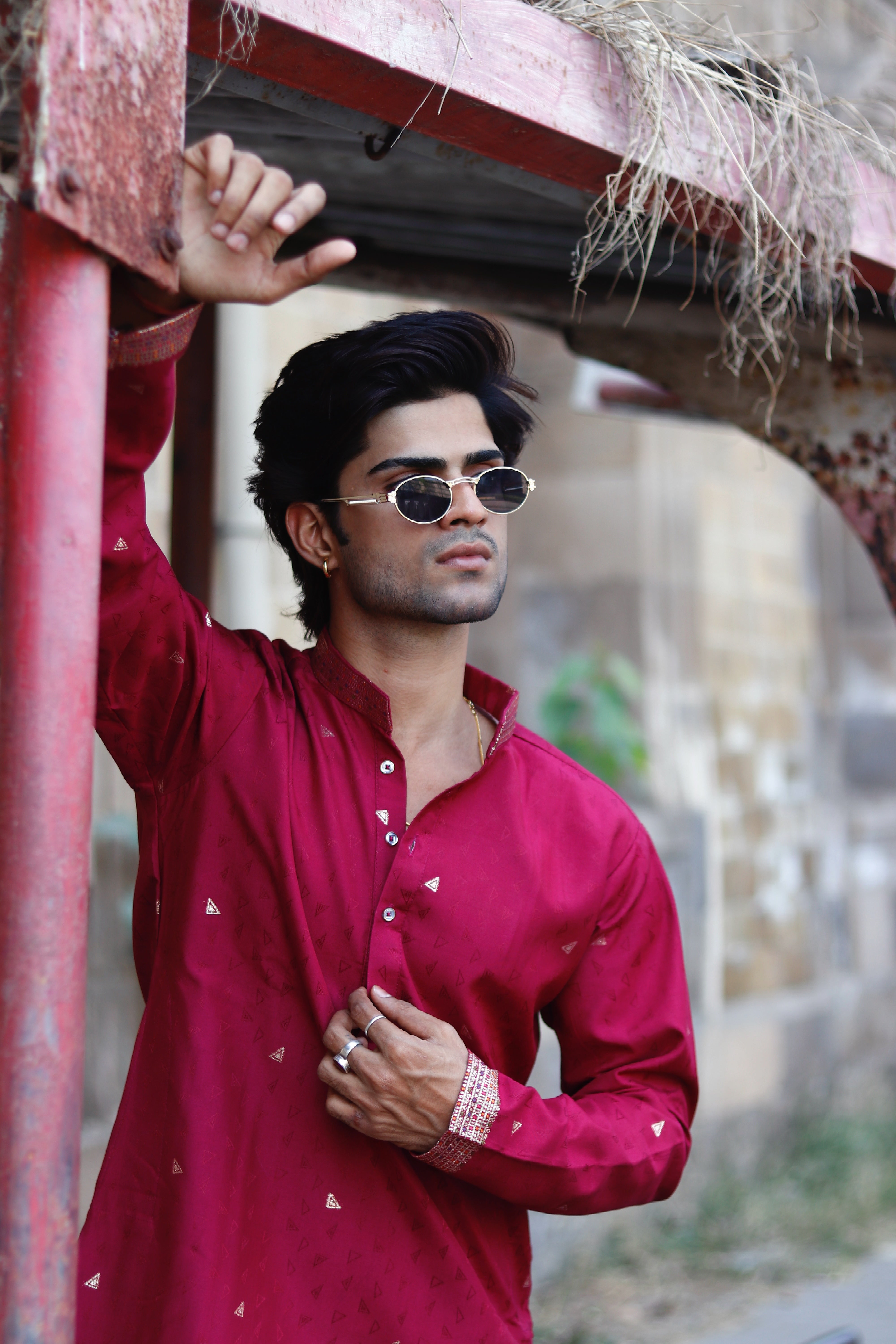WINE SHAHI BAARAT JACQUARD EXCLUSIVE KURTA