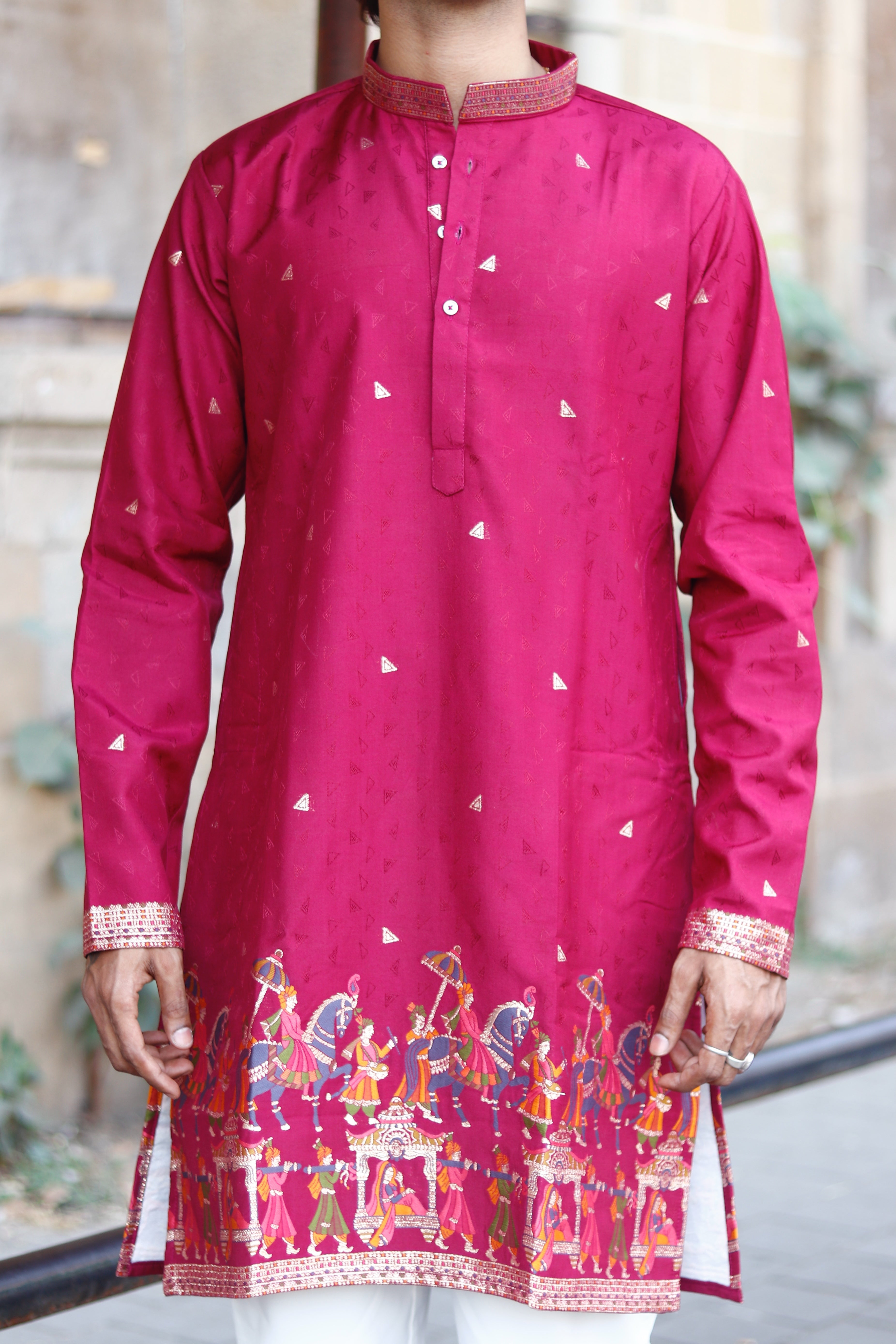 WINE SHAHI BAARAT JACQUARD EXCLUSIVE KURTA