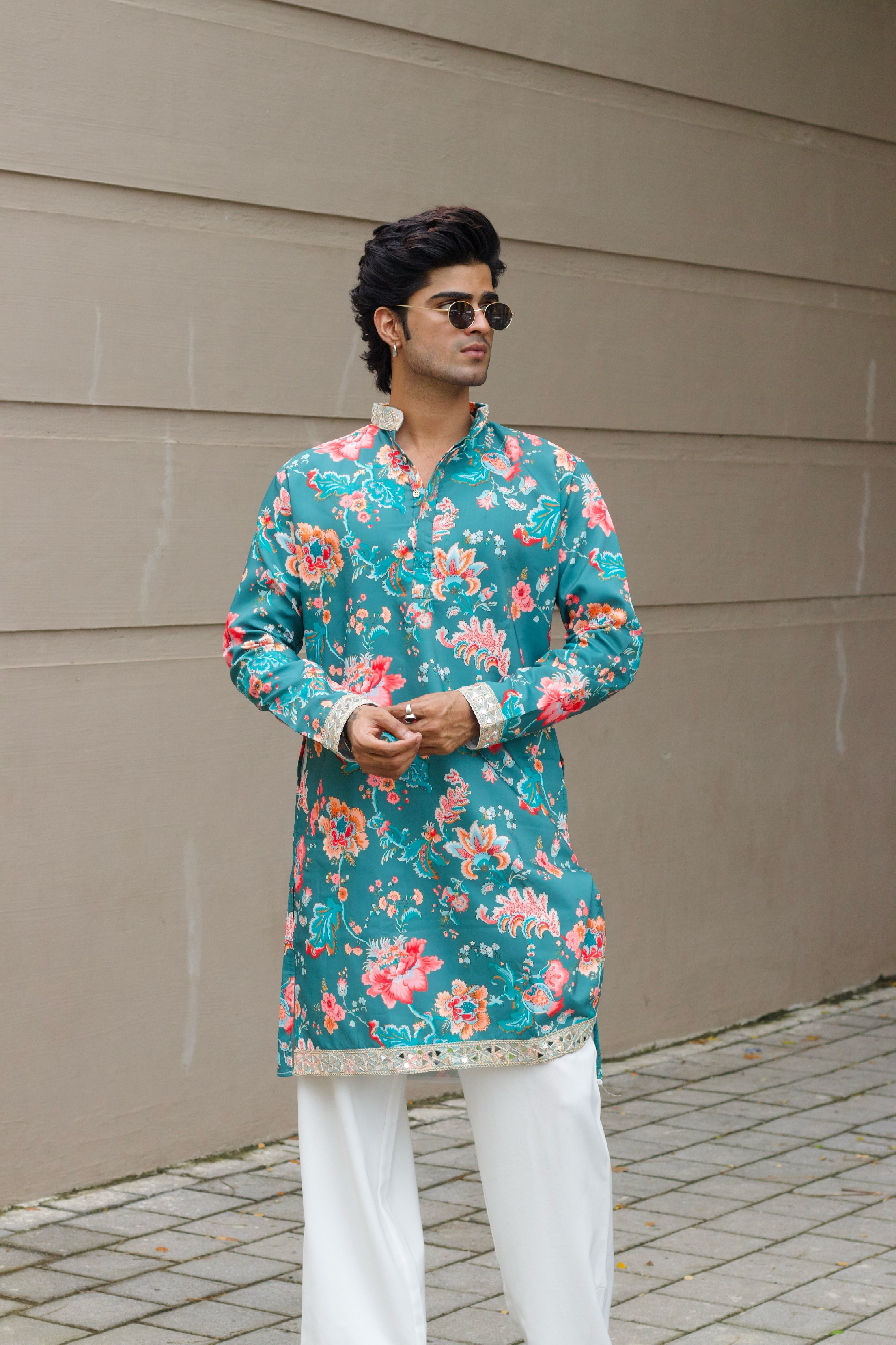 GREEN FLORAL PRINTED EXCLUSIVE KURTA