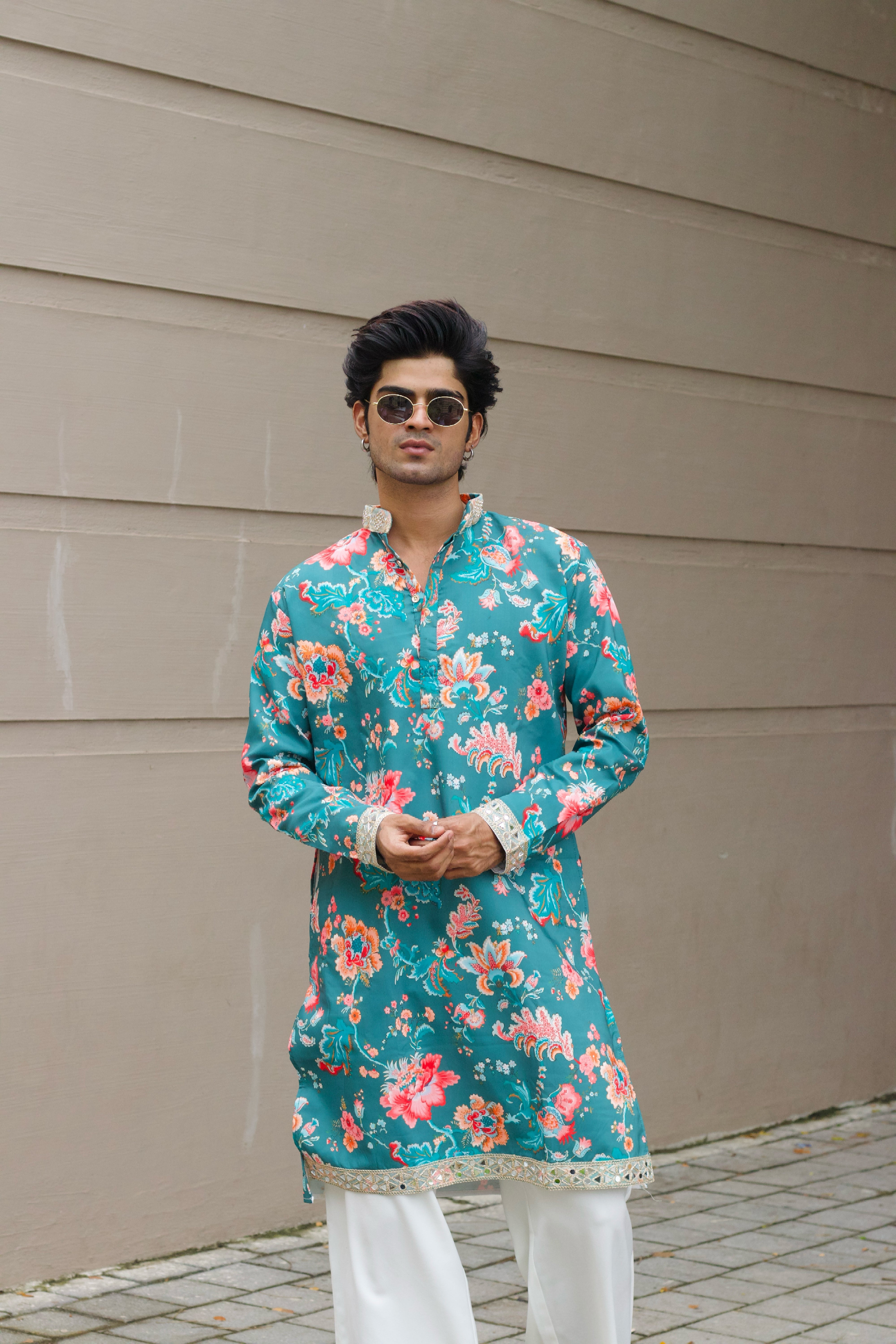 GREEN FLORAL PRINTED EXCLUSIVE KURTA