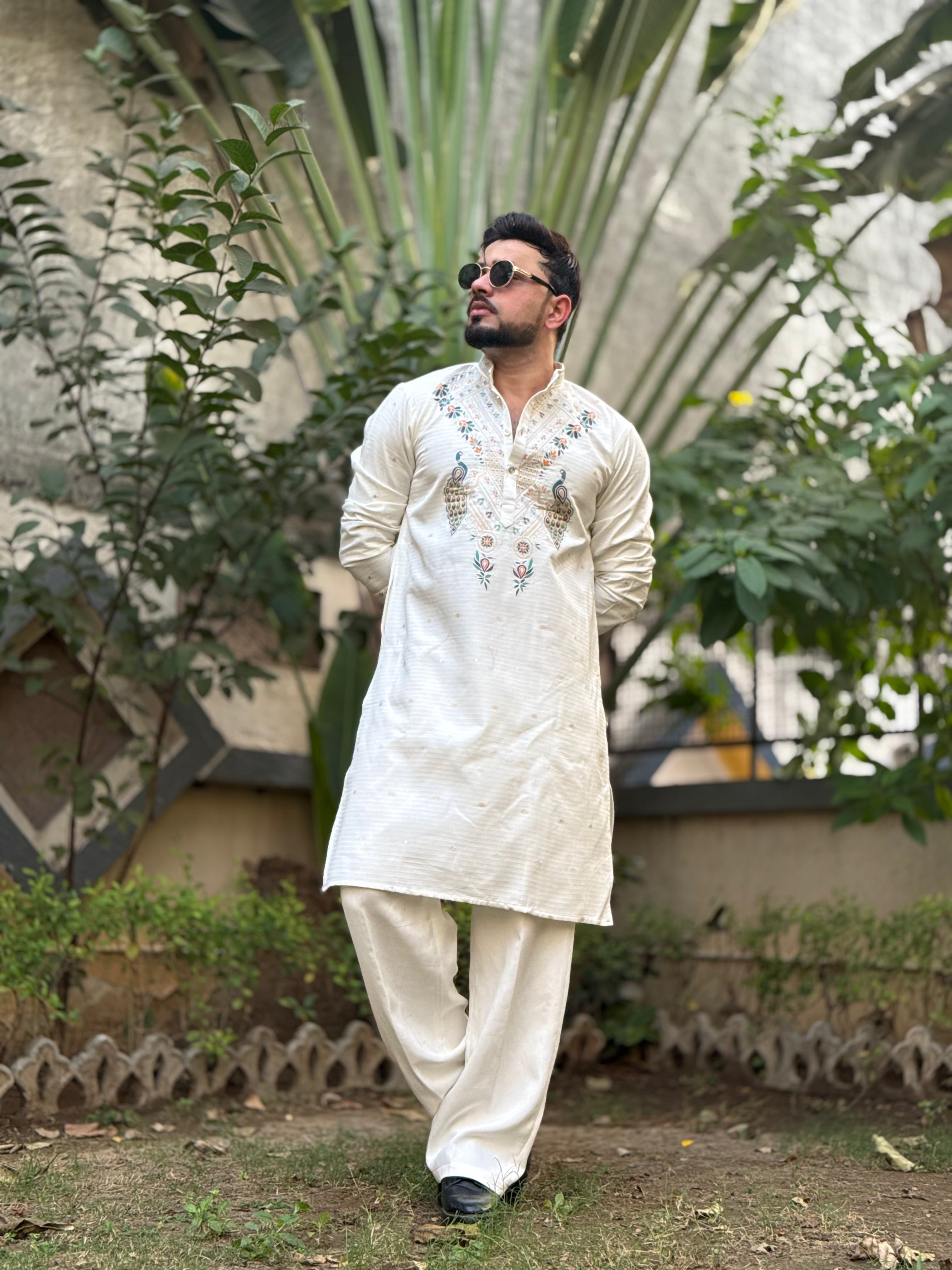 MOR KUNDAN JACQUARD DESIGNER KURTA