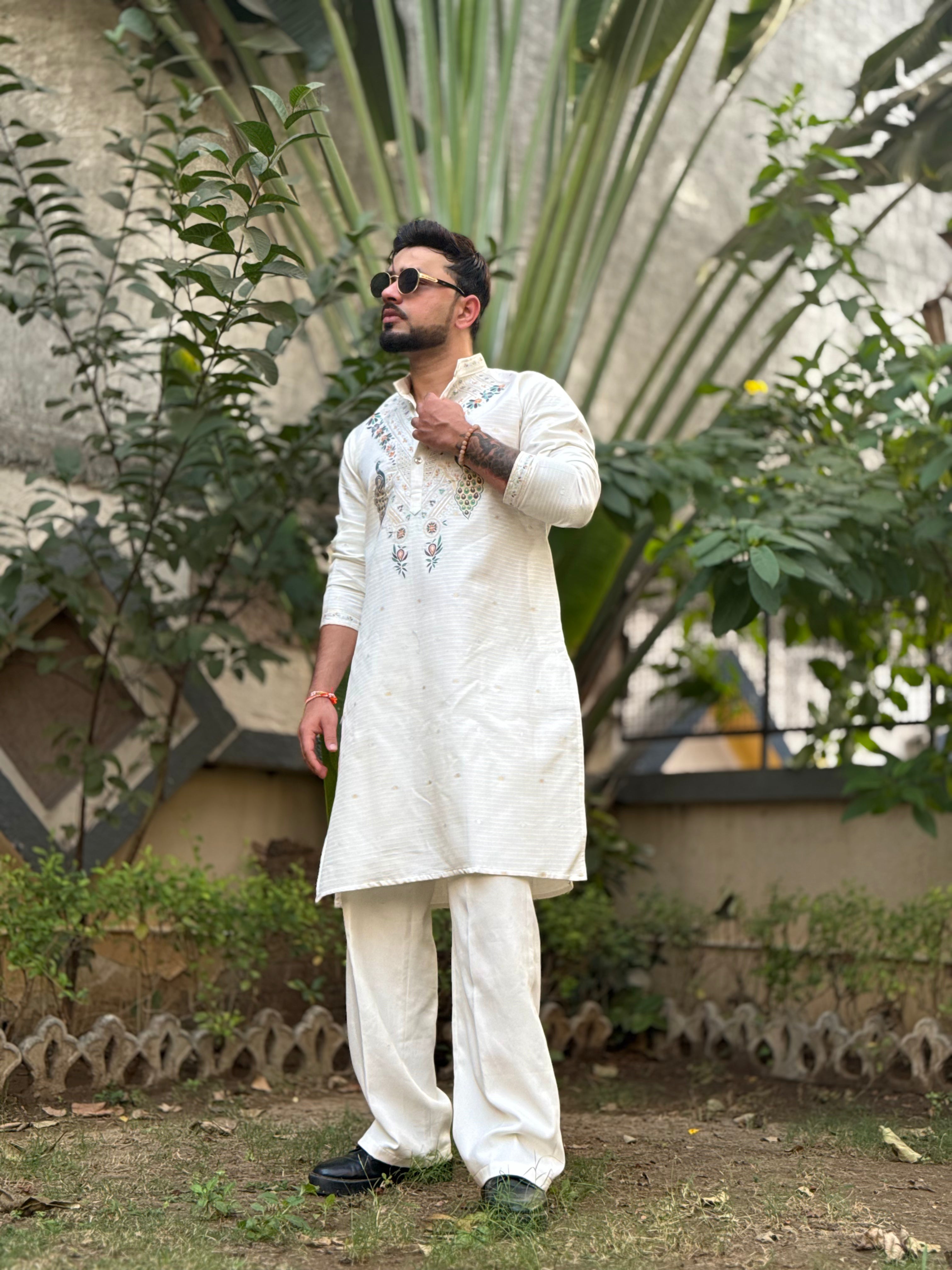 MOR KUNDAN JACQUARD DESIGNER KURTA