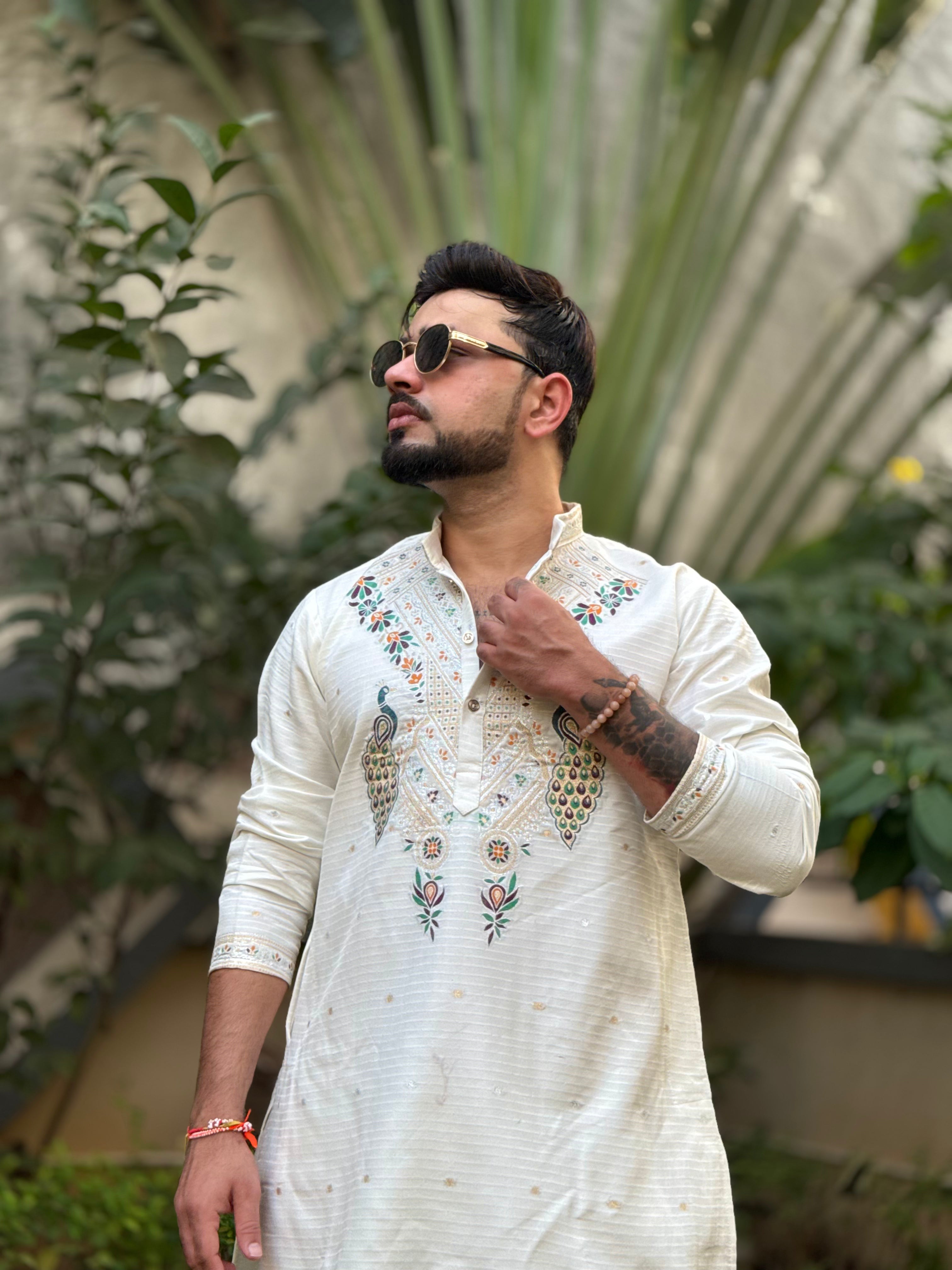 MOR KUNDAN JACQUARD DESIGNER KURTA