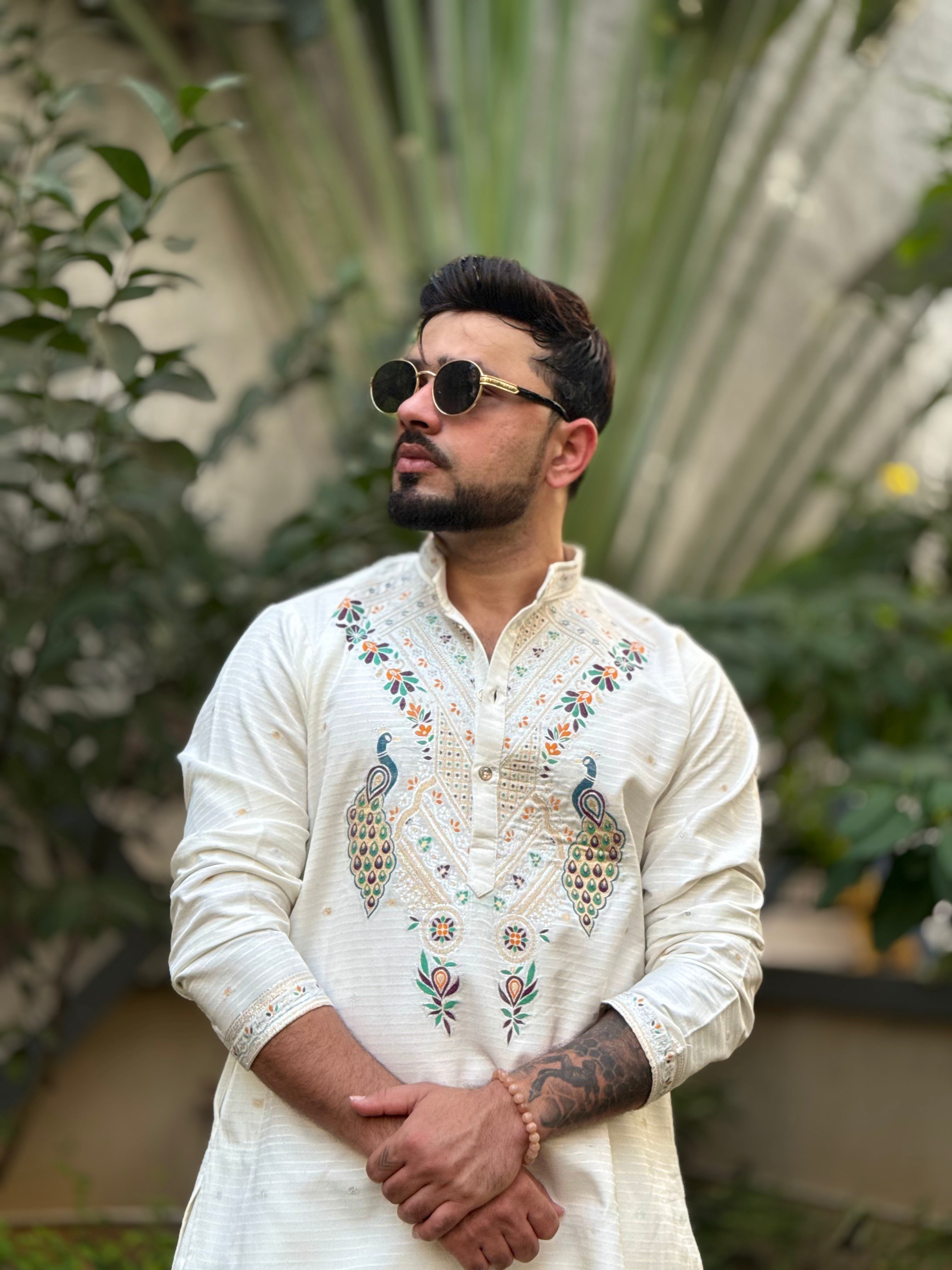 MOR KUNDAN JACQUARD DESIGNER KURTA