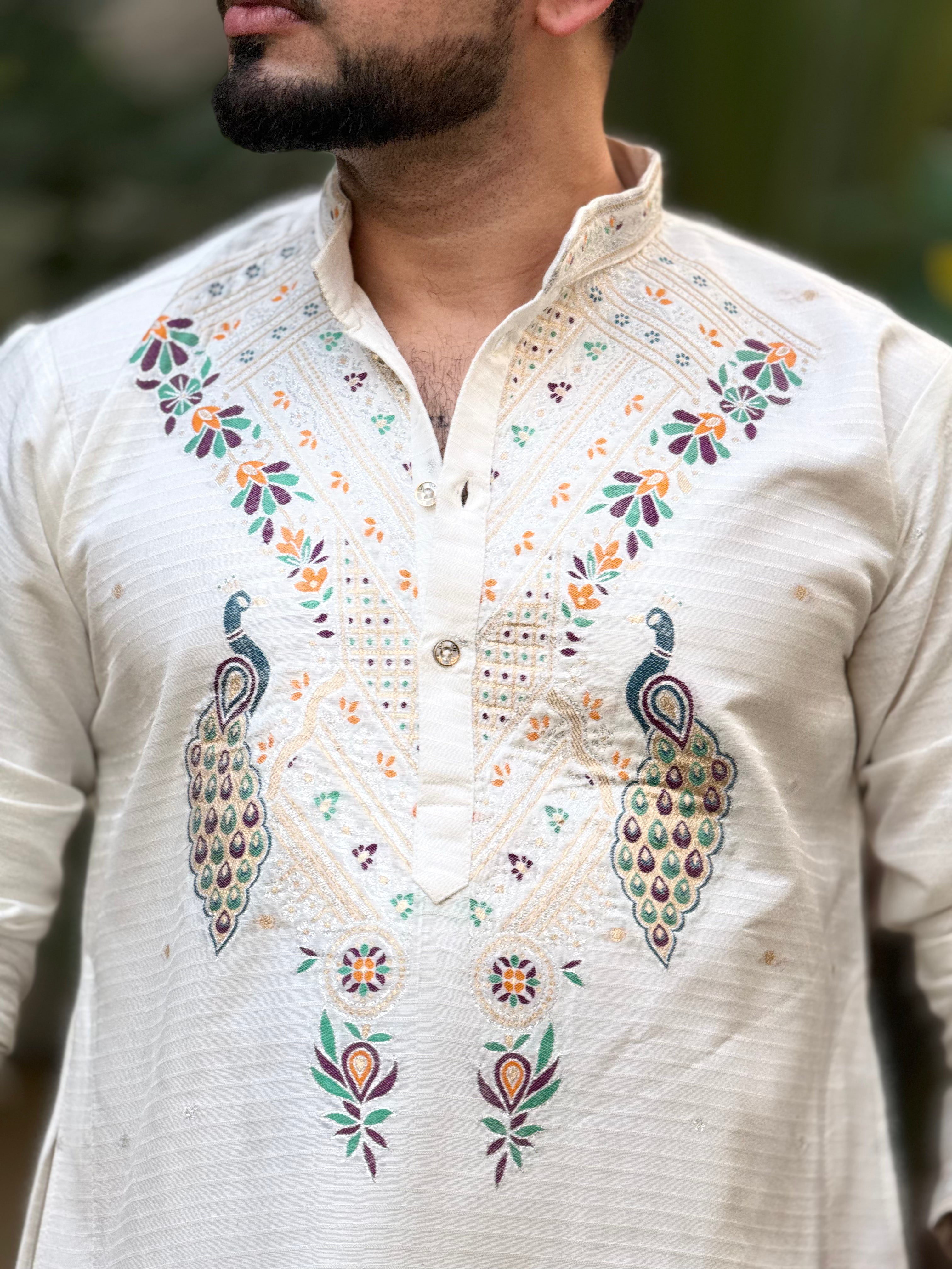 MOR KUNDAN JACQUARD DESIGNER KURTA