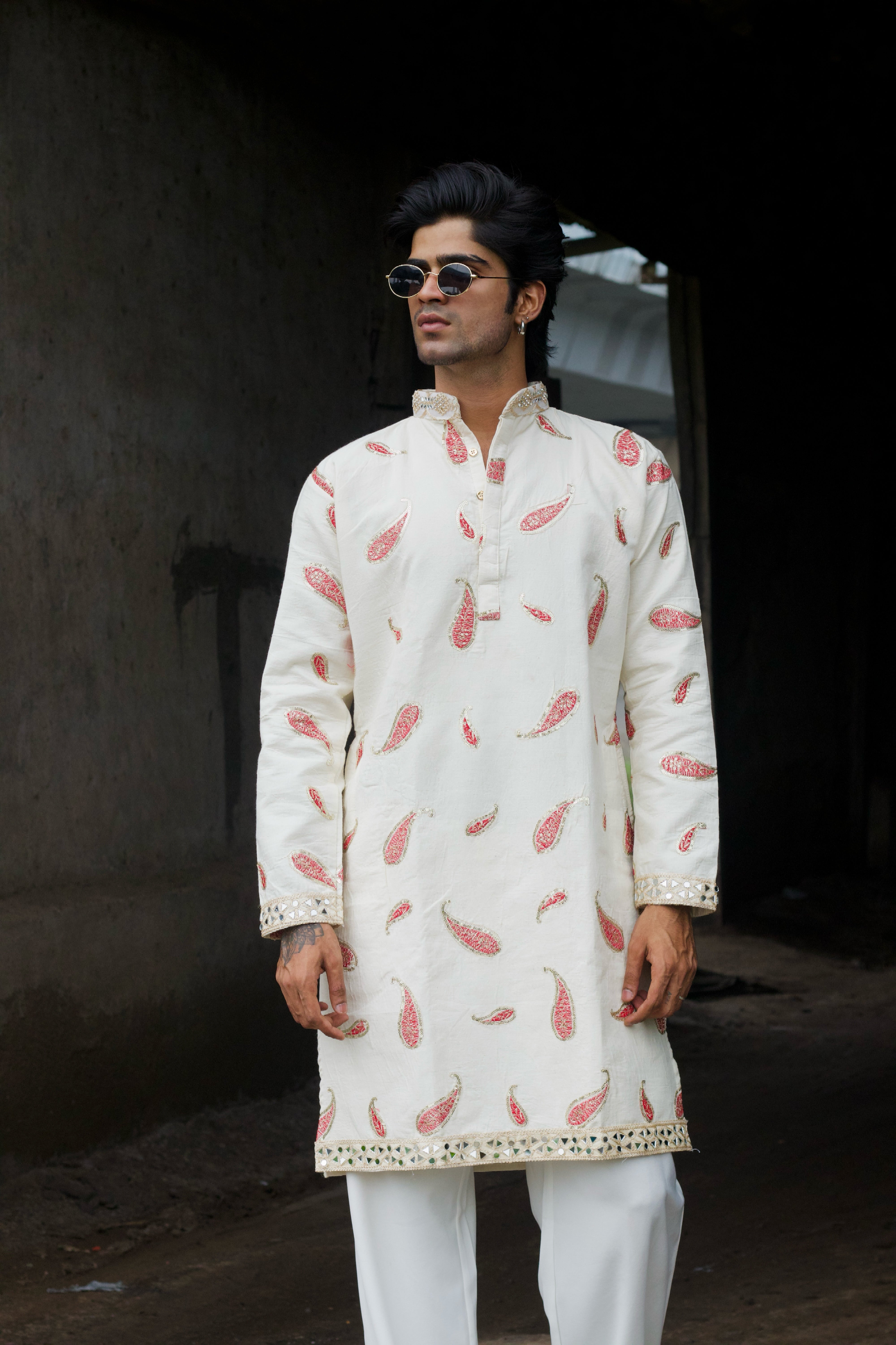 RED KERI EMBROIDERED DESIGNER KURTA