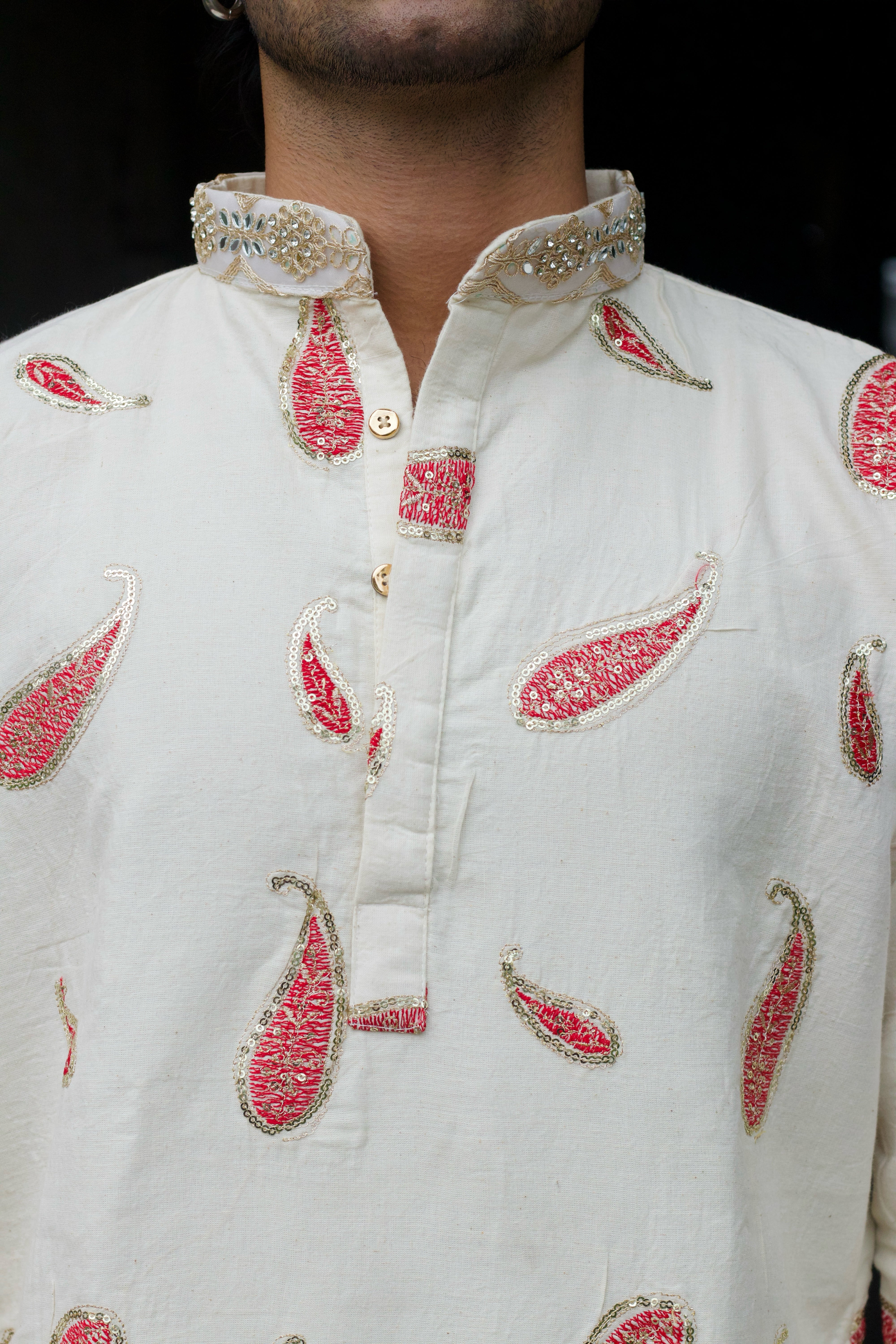 RED KERI EMBROIDERED DESIGNER KURTA