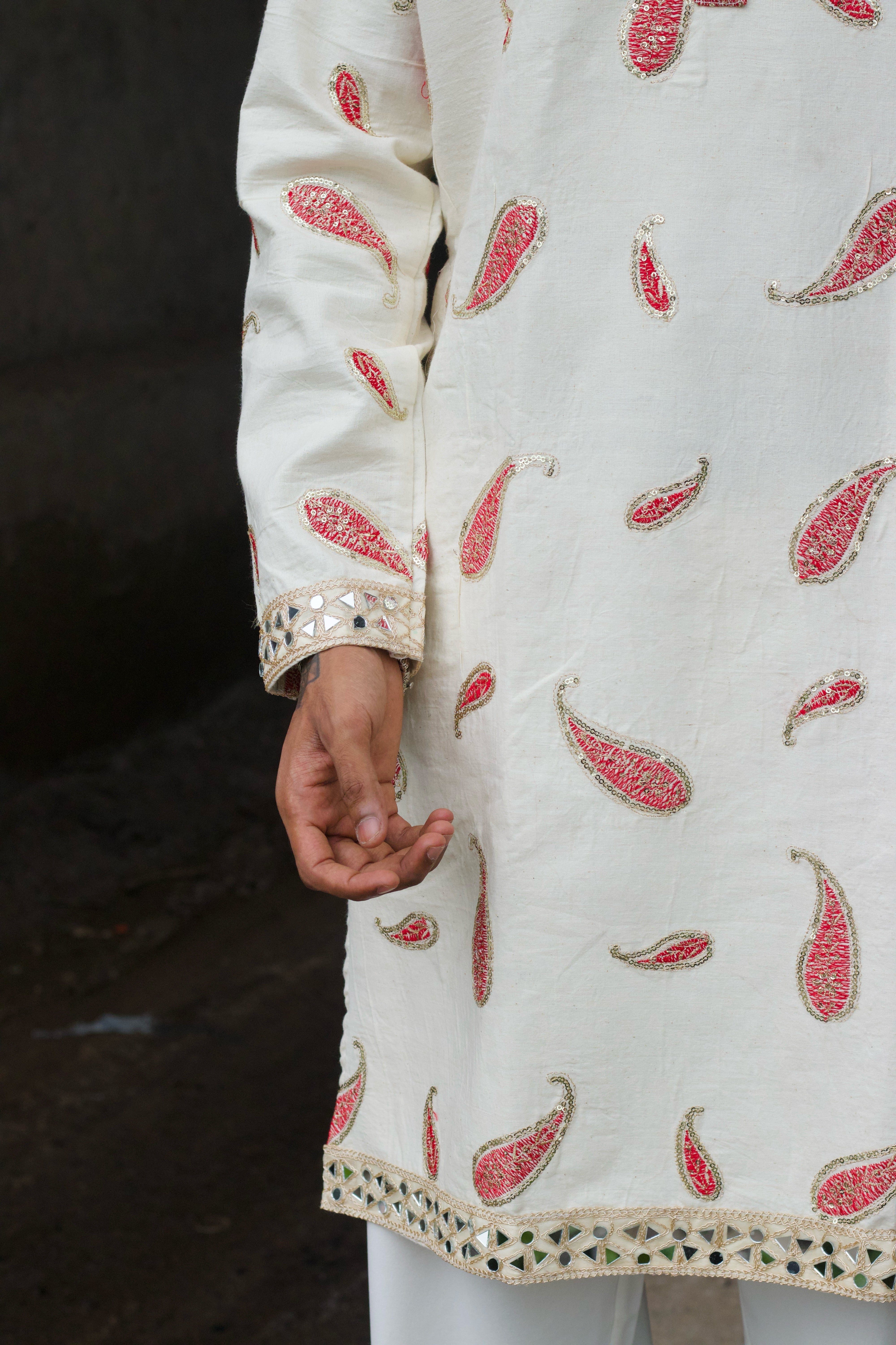 RED KERI EMBROIDERED DESIGNER KURTA