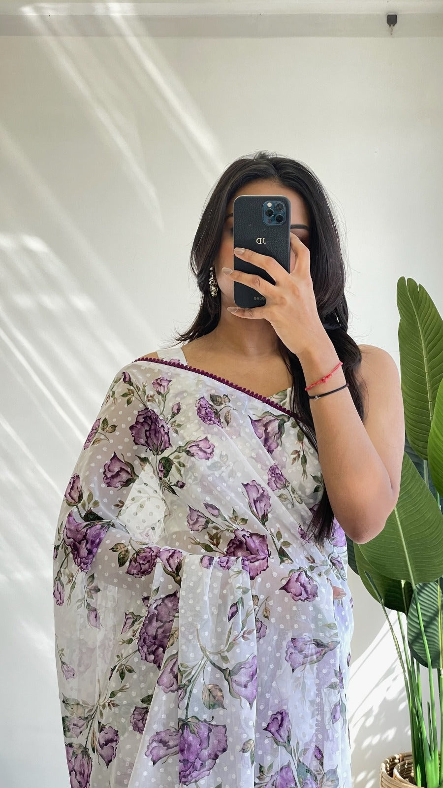 Pre Stitched 1-Min Ready To Wear Purple Lily Saree