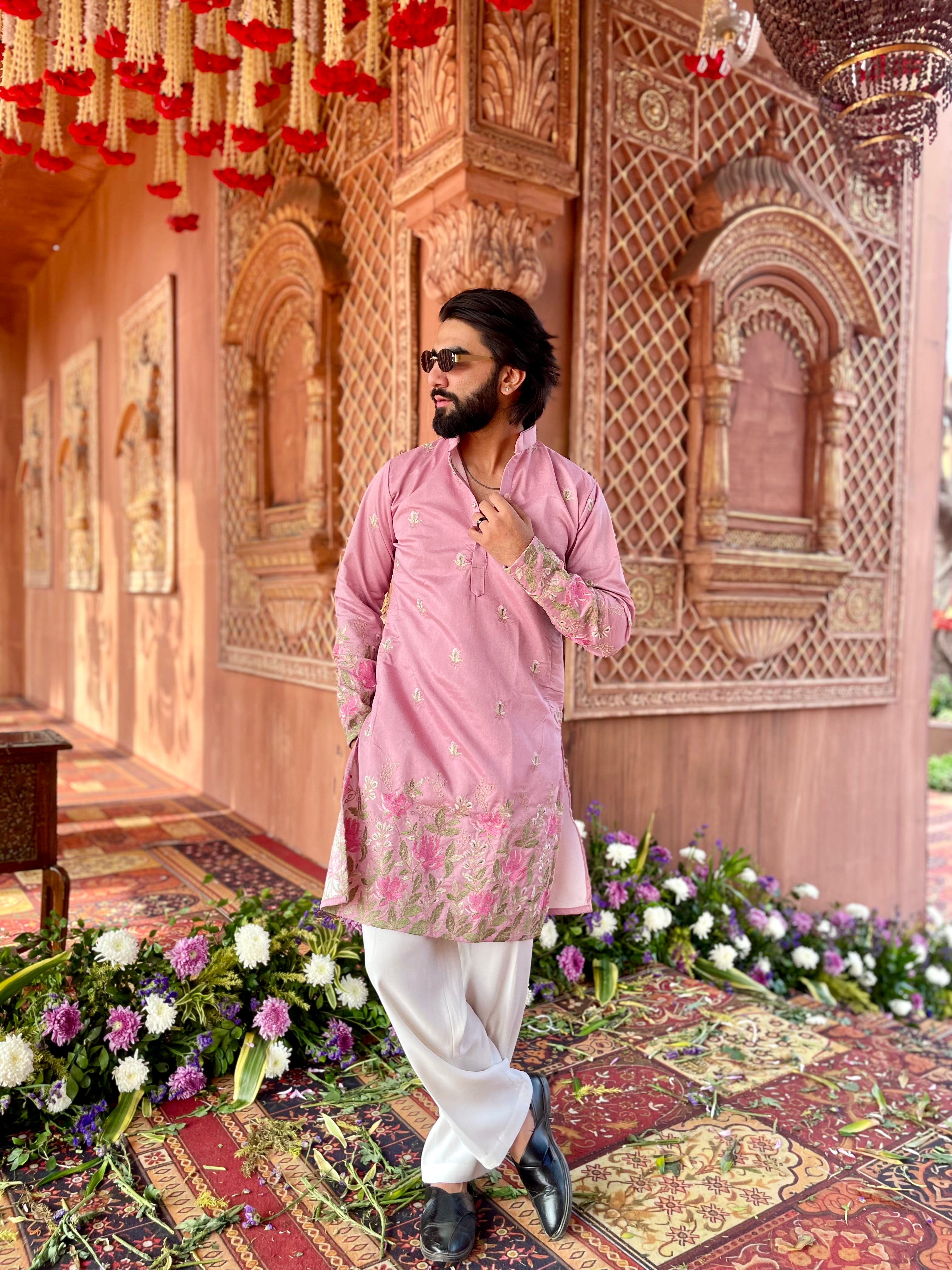 FADED PINK KAMAL VARNA EMBROIDERED EXCLUSIVE KURTA