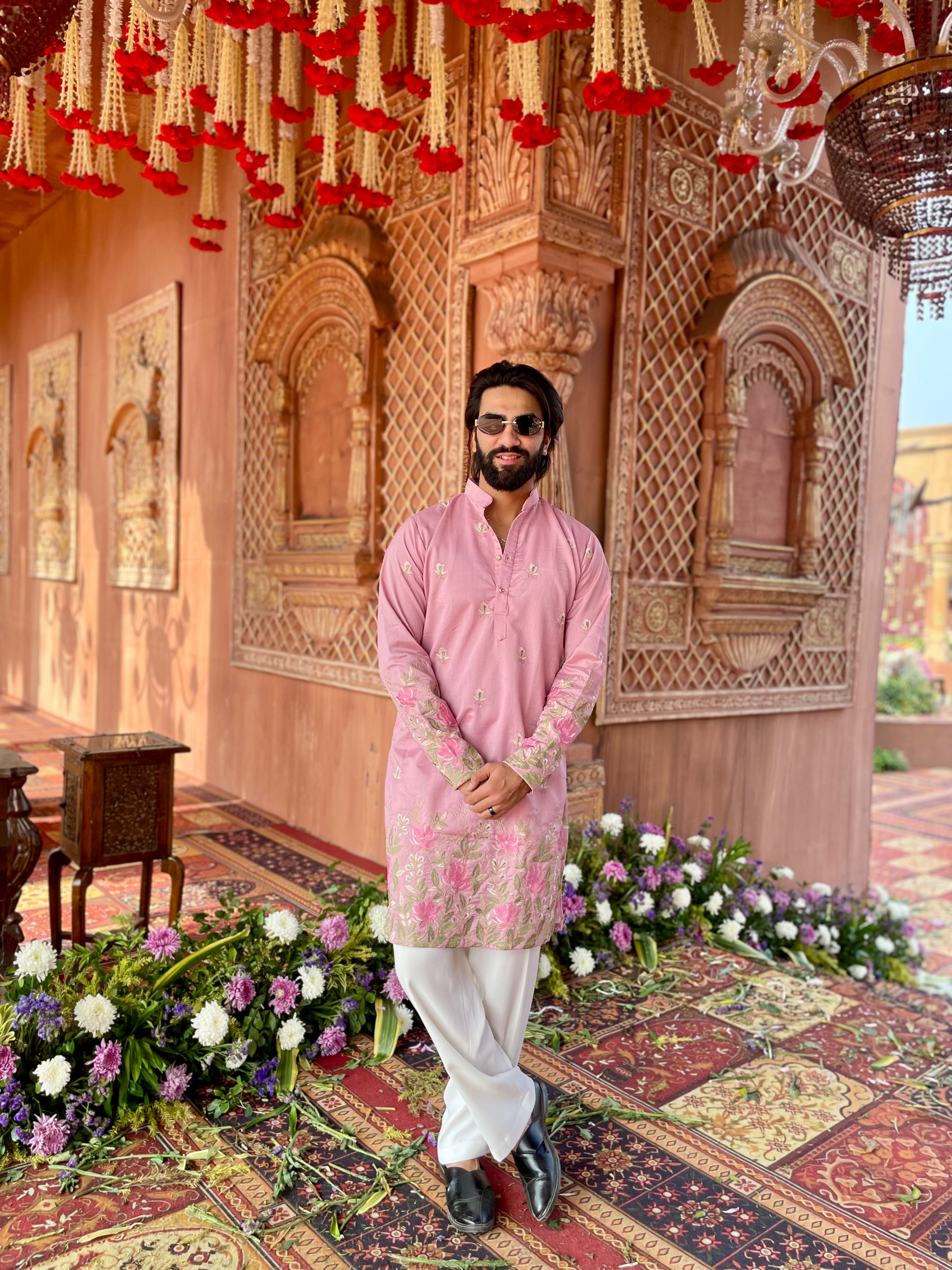 FADED PINK KAMAL VARNA EMBROIDERED EXCLUSIVE KURTA