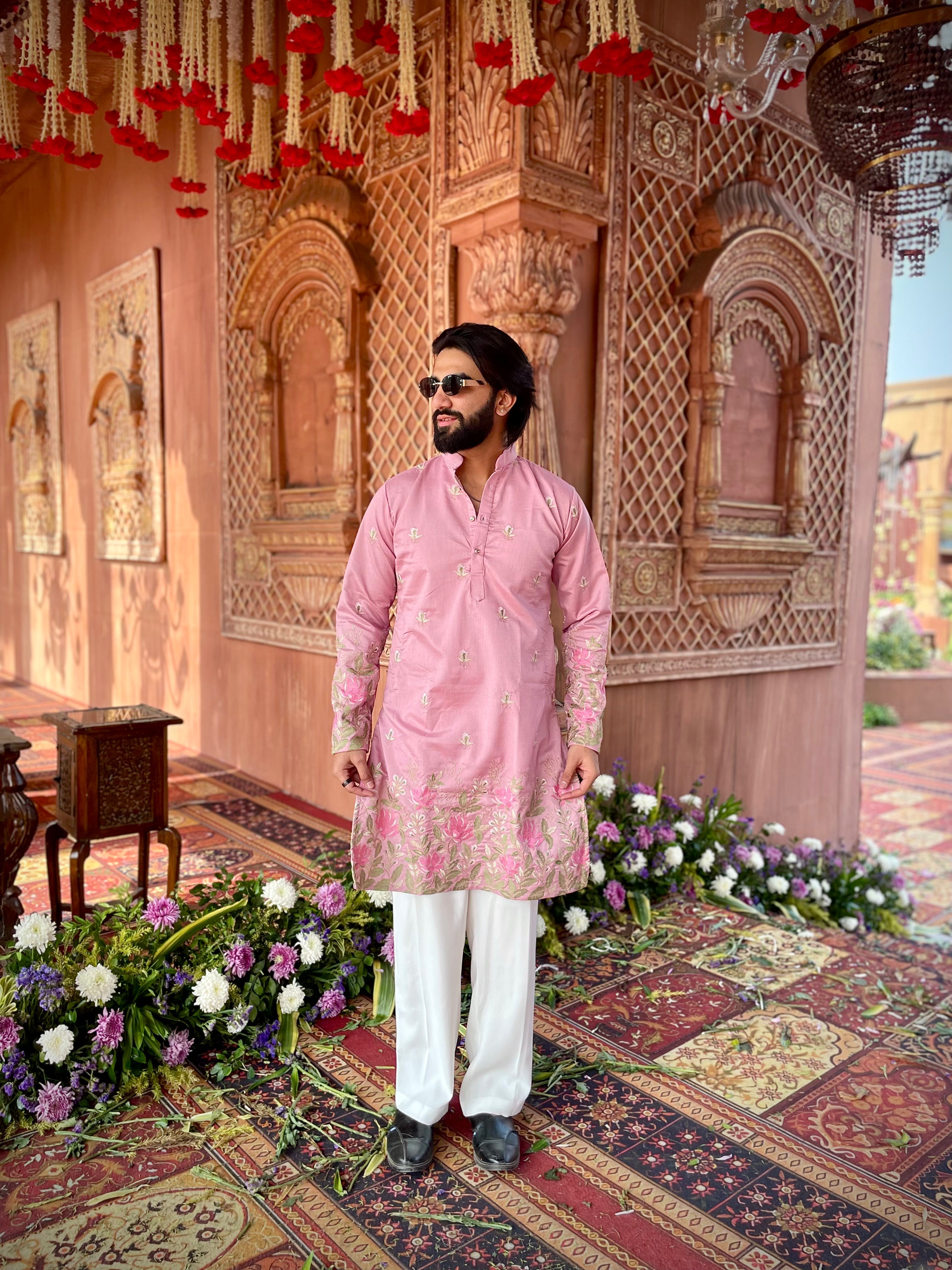 FADED PINK KAMAL VARNA EMBROIDERED EXCLUSIVE KURTA