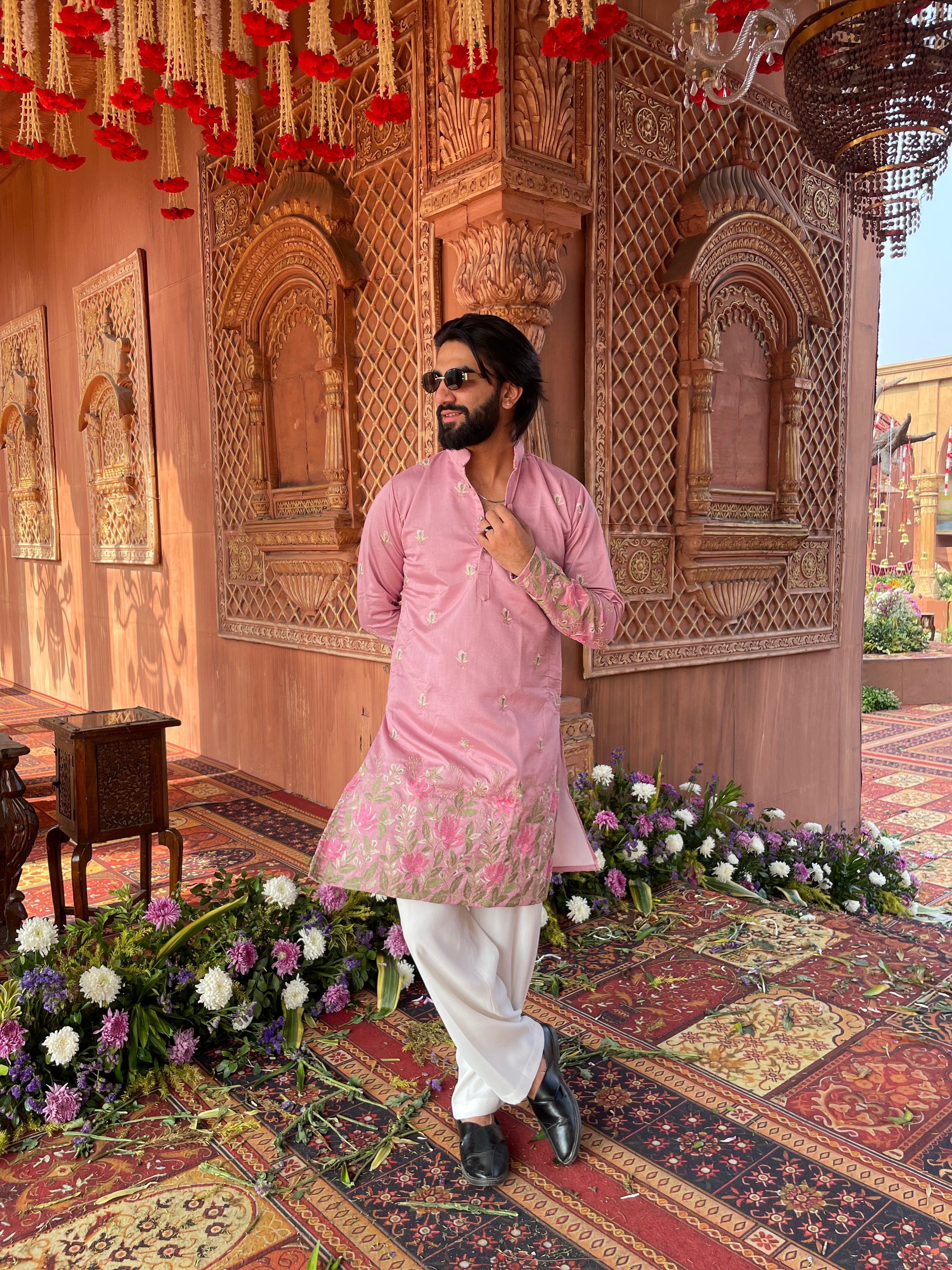 FADED PINK KAMAL VARNA EMBROIDERED EXCLUSIVE KURTA