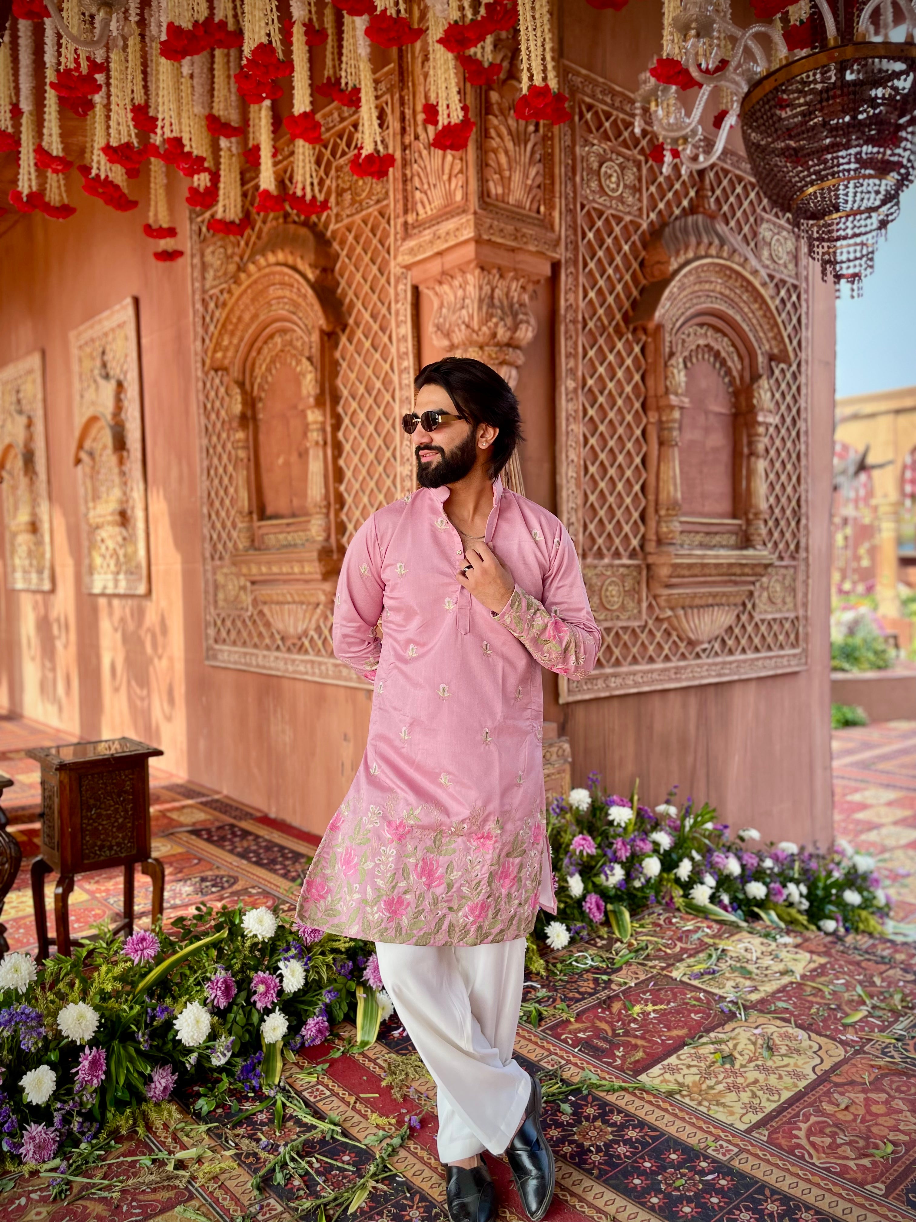 FADED PINK KAMAL VARNA EMBROIDERED EXCLUSIVE KURTA