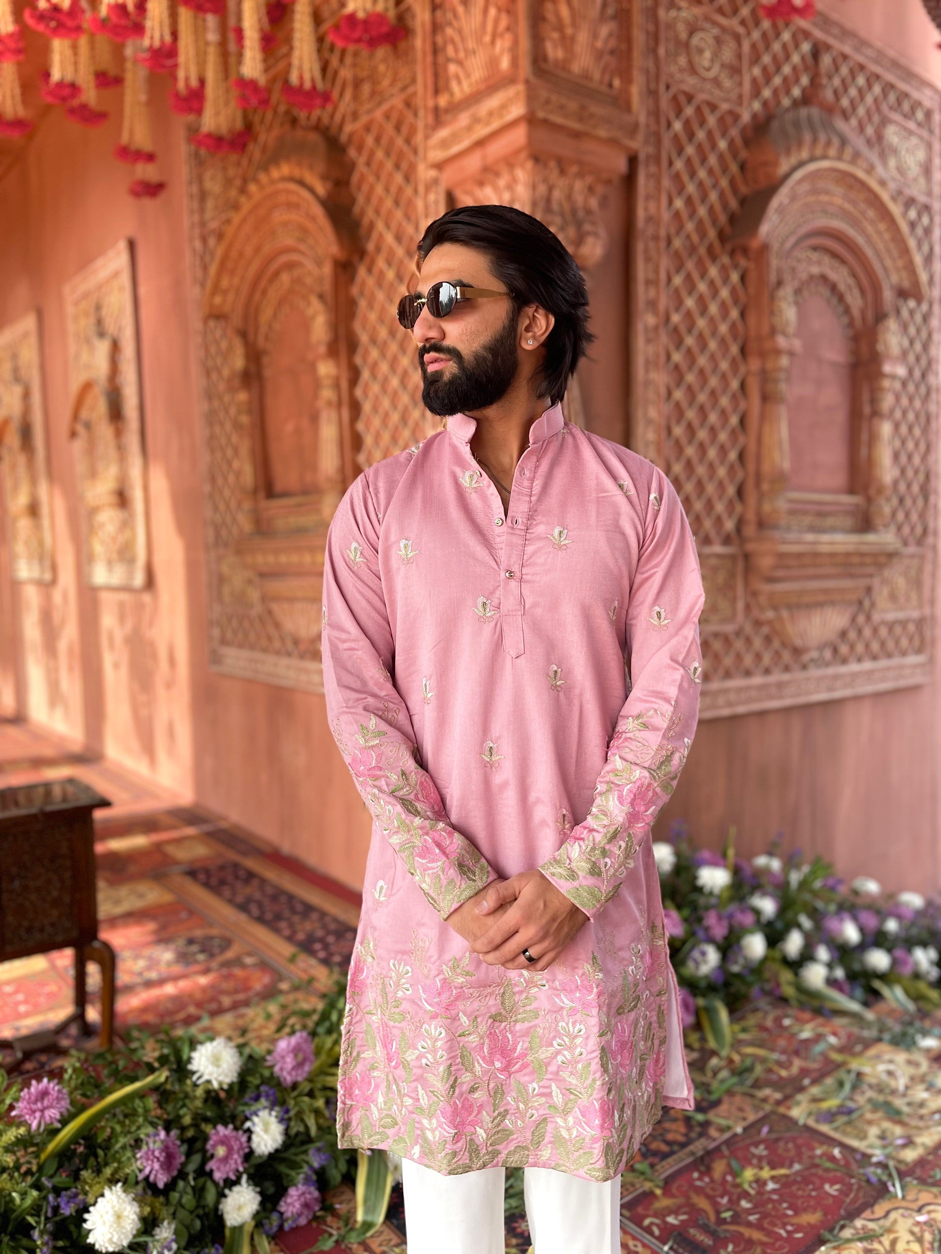 FADED PINK KAMAL VARNA EMBROIDERED EXCLUSIVE KURTA