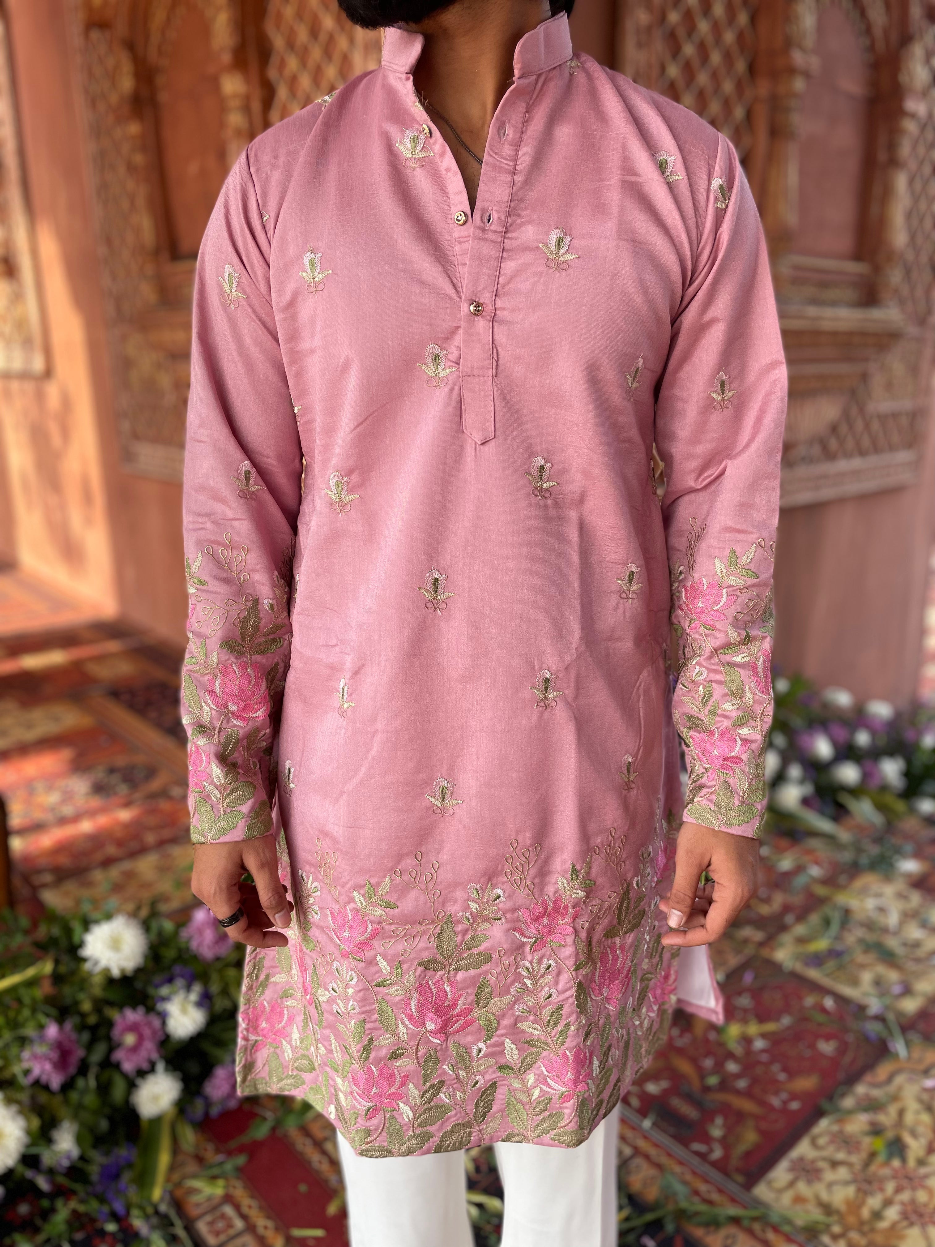 FADED PINK KAMAL VARNA EMBROIDERED EXCLUSIVE KURTA