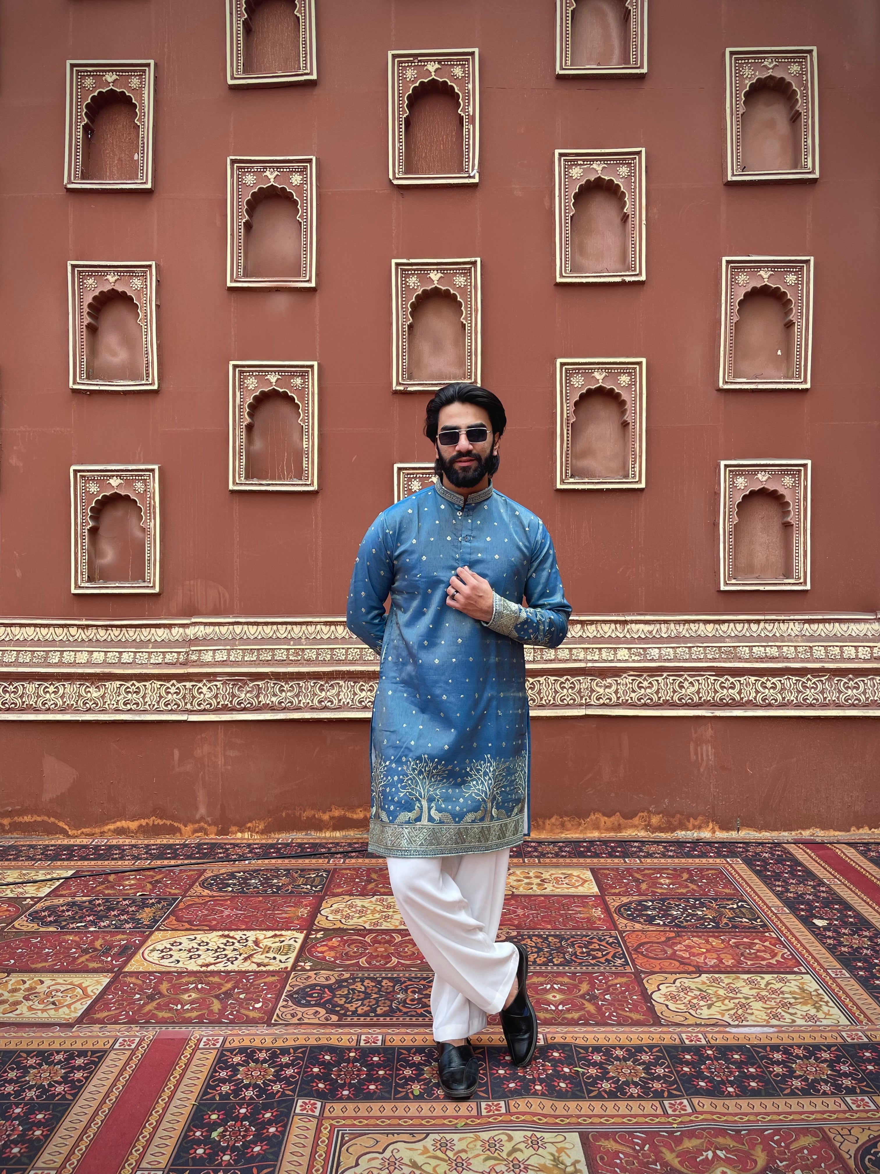 FIROZI SUVARN MAYUR EMROIDERED EXCLUSIVE KURTA