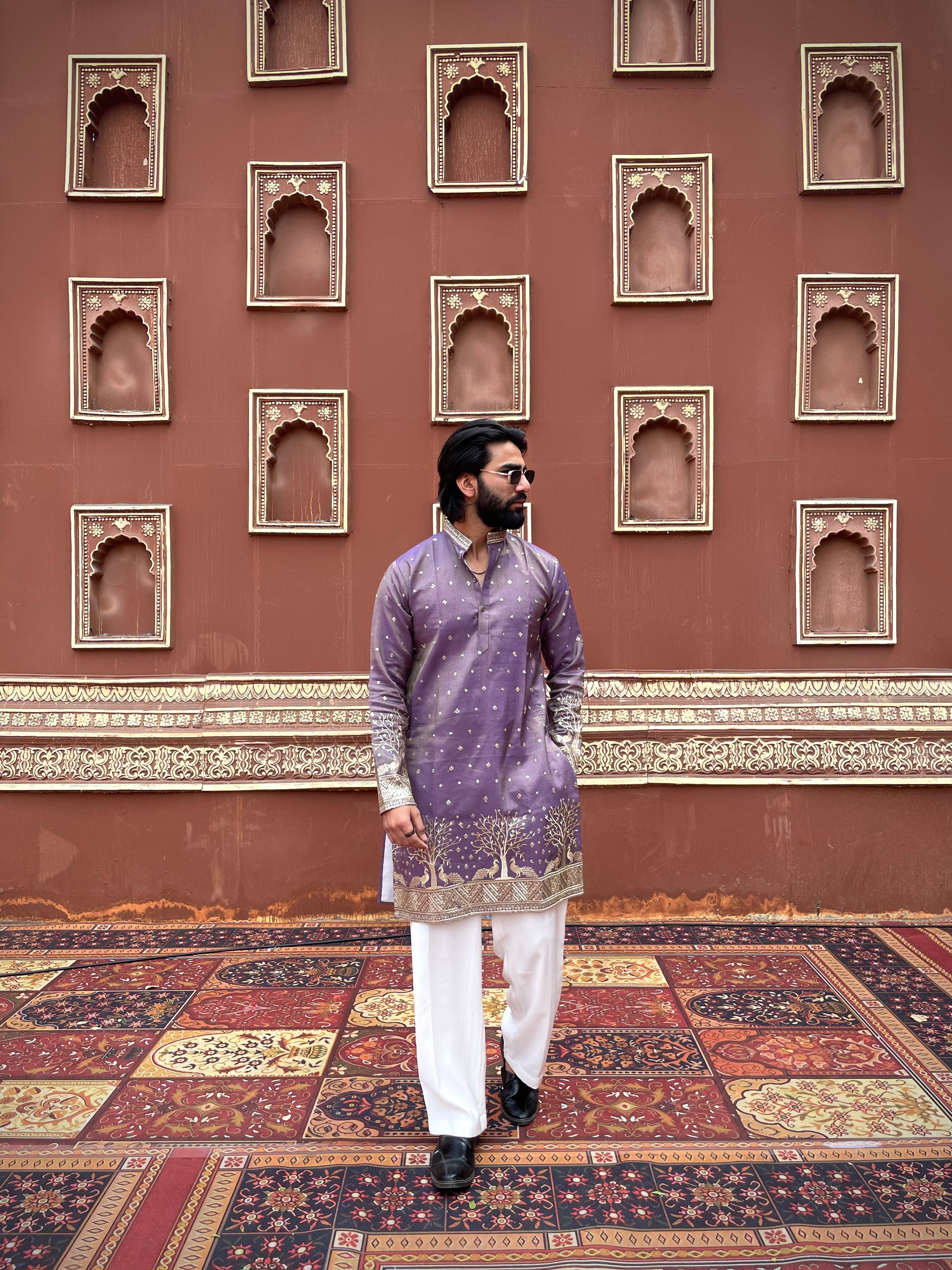 PURPLE SUVARN MAYUR EMROIDERED EXCLUSIVE KURTA