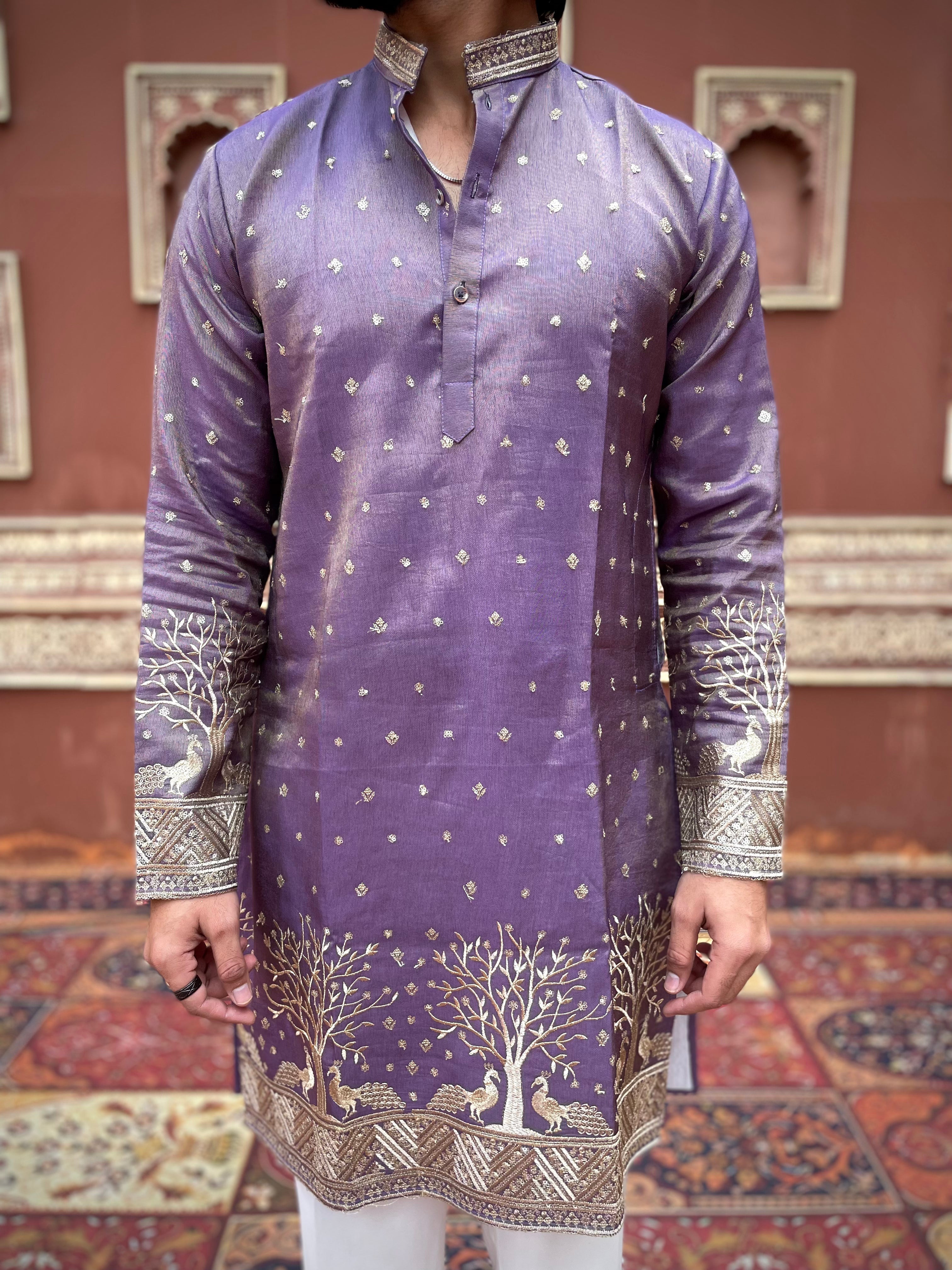 PURPLE SUVARN MAYUR EMROIDERED EXCLUSIVE KURTA