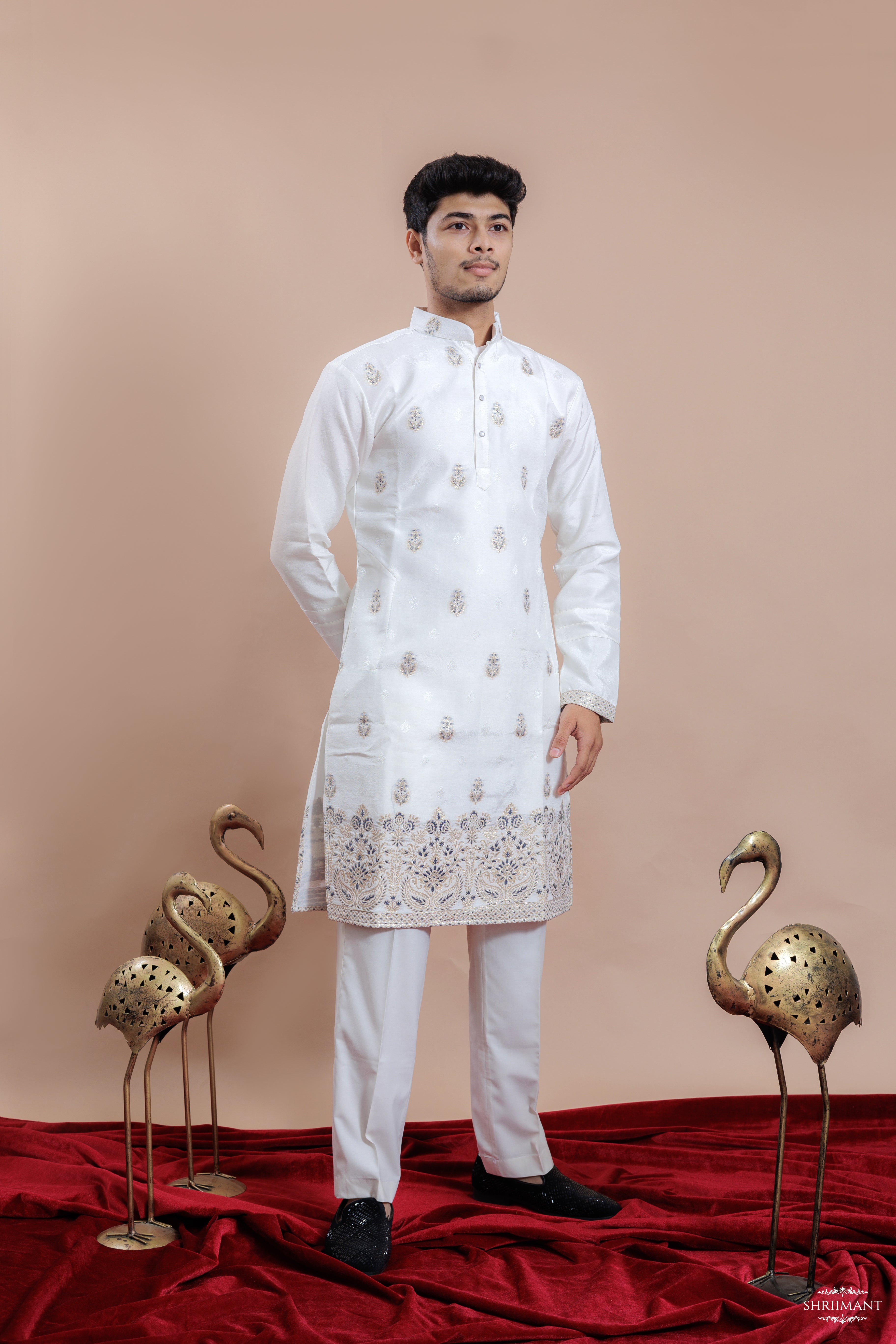 WHITE MAHAL JACQUARD DESIGNER KURTA