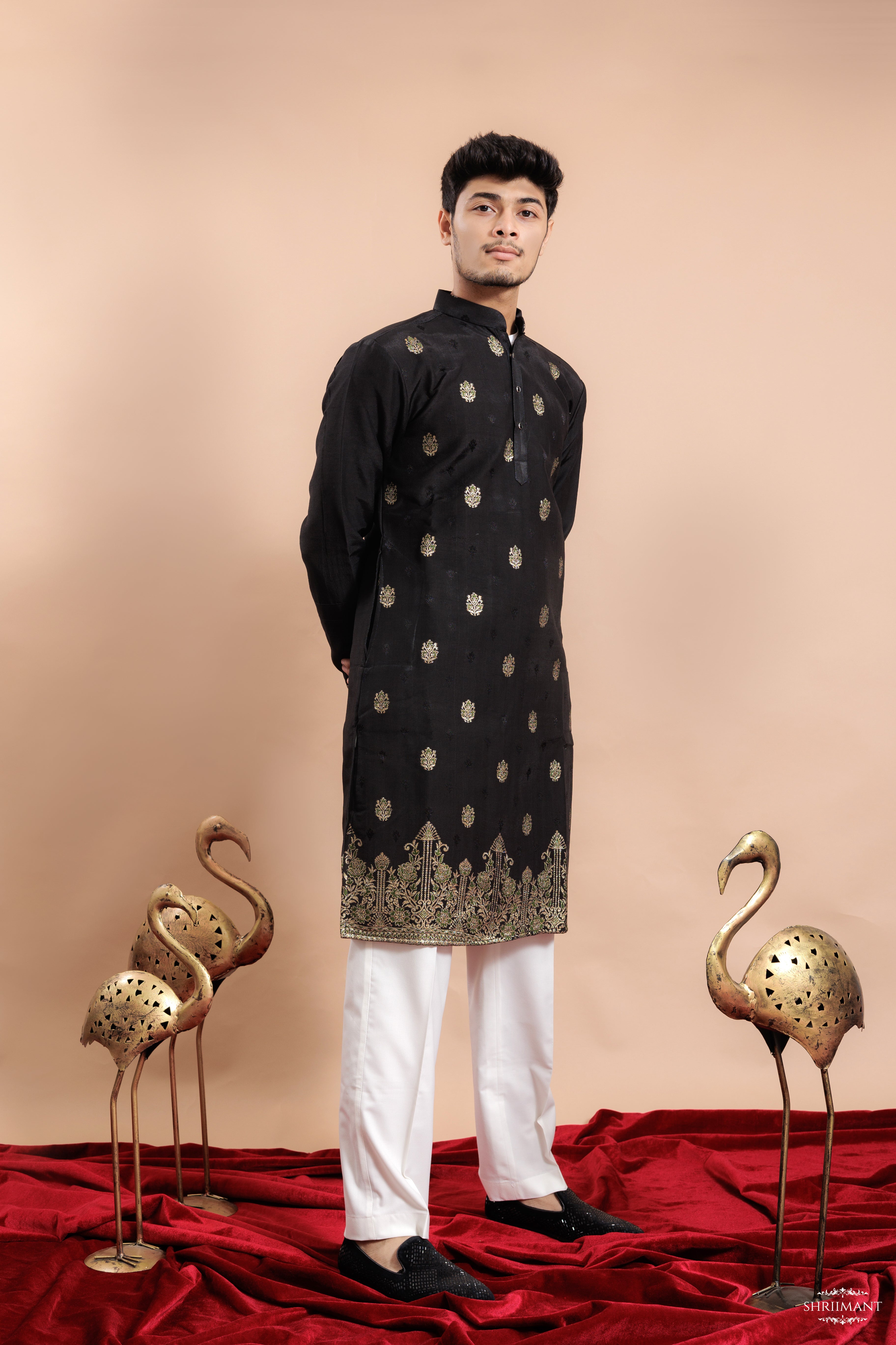BLACK FOUNTAIN JACQUARD DESIGNER KURTA