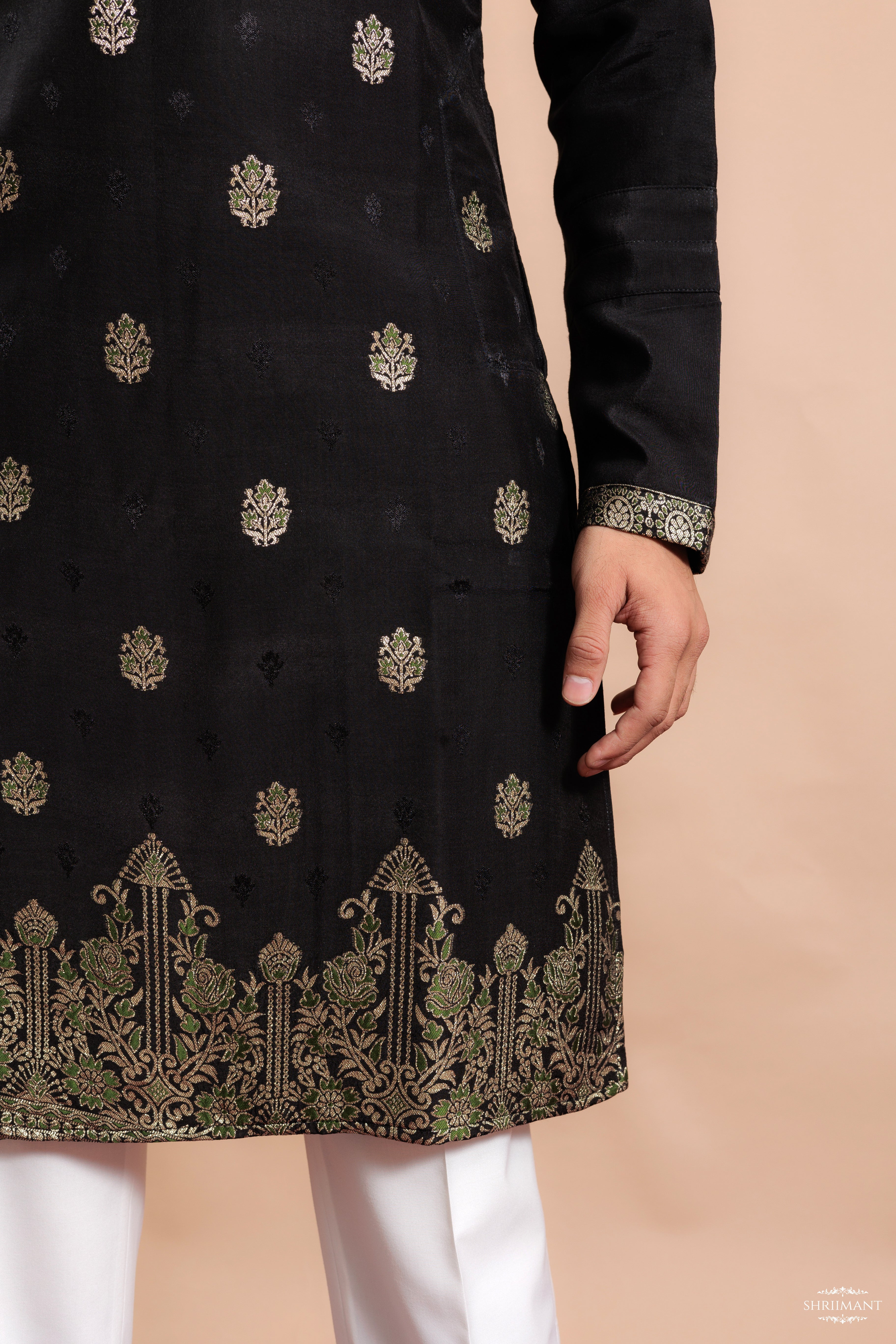 BLACK FOUNTAIN JACQUARD DESIGNER KURTA