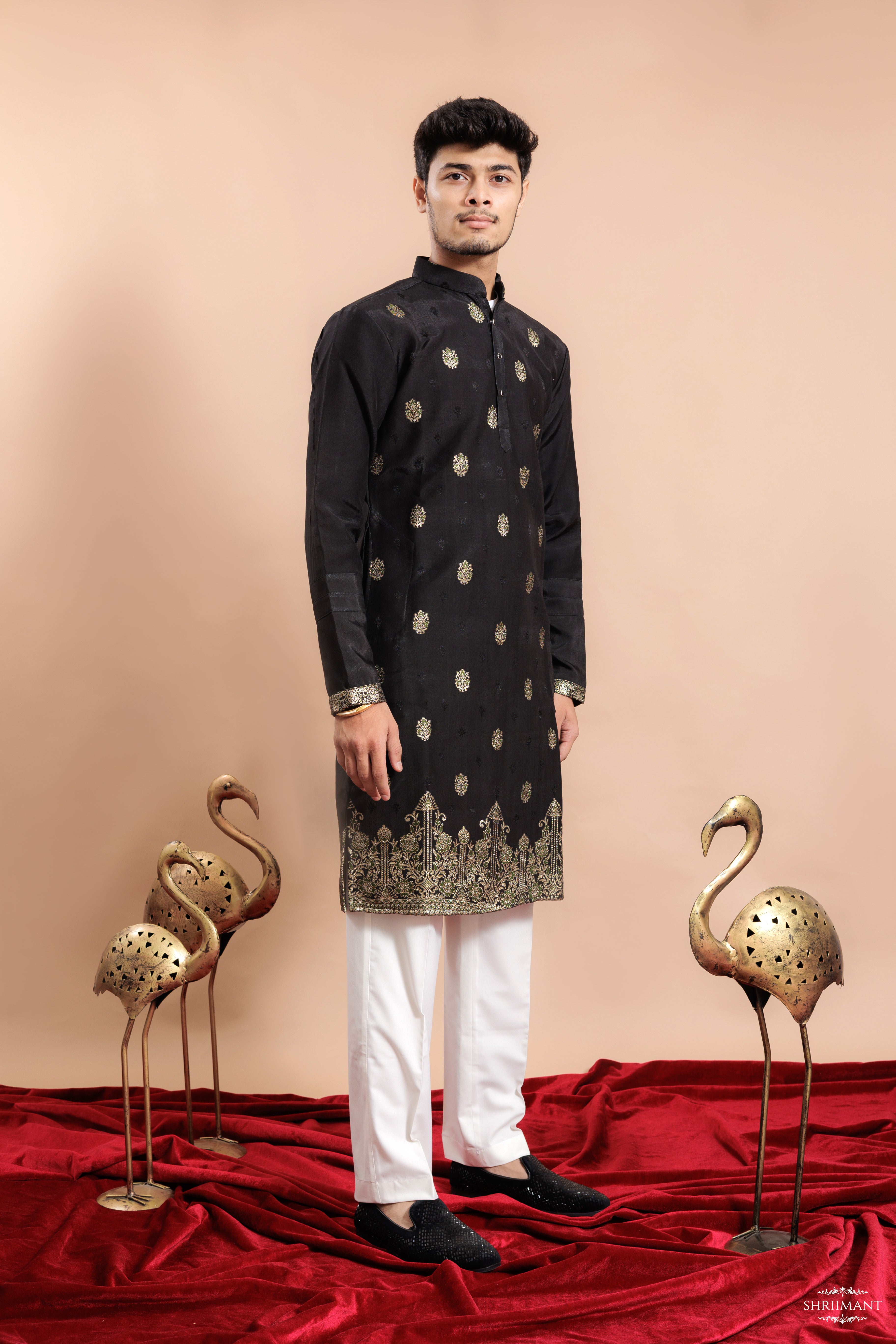 BLACK FOUNTAIN JACQUARD DESIGNER KURTA