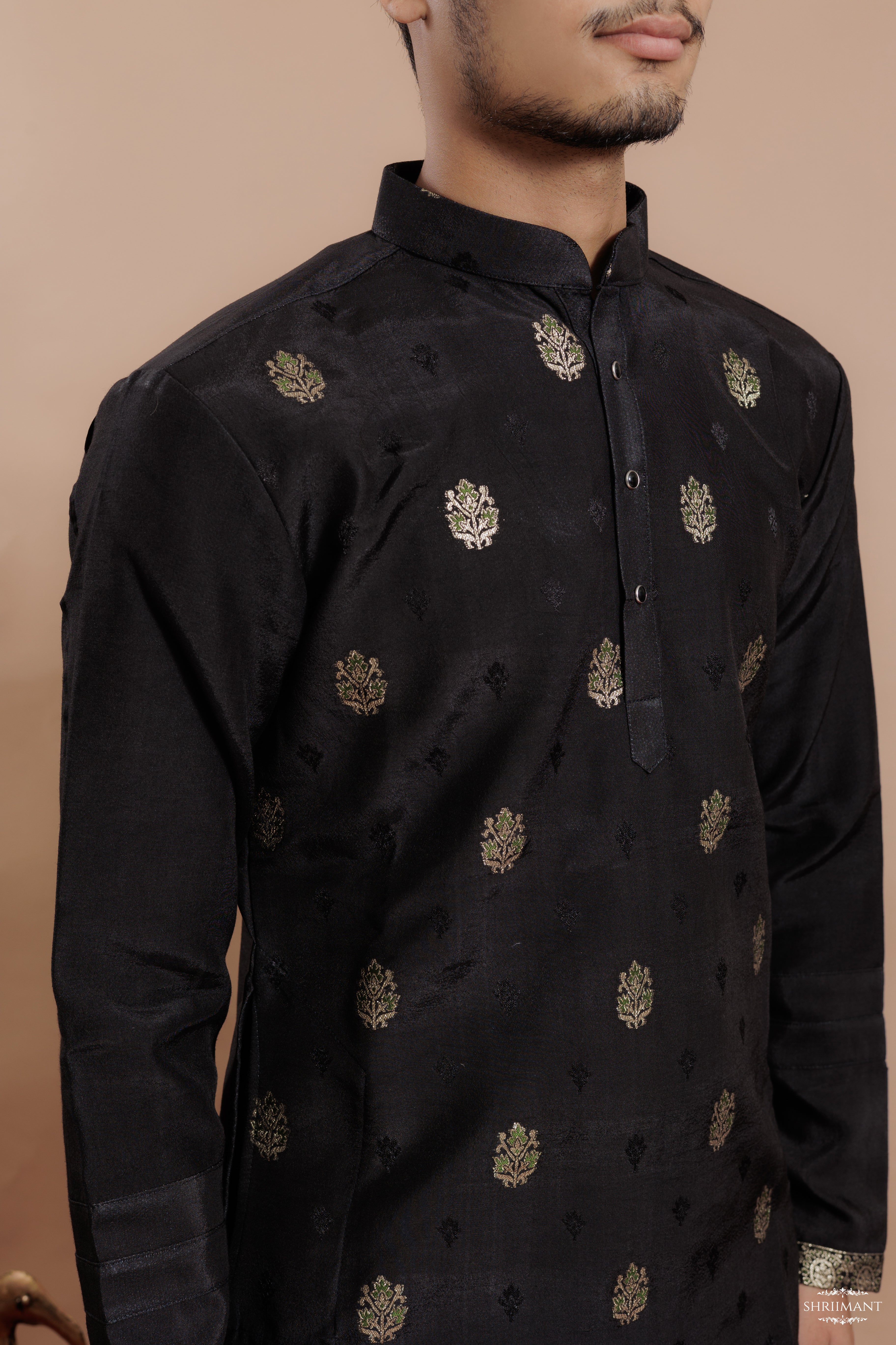 BLACK FOUNTAIN JACQUARD DESIGNER KURTA