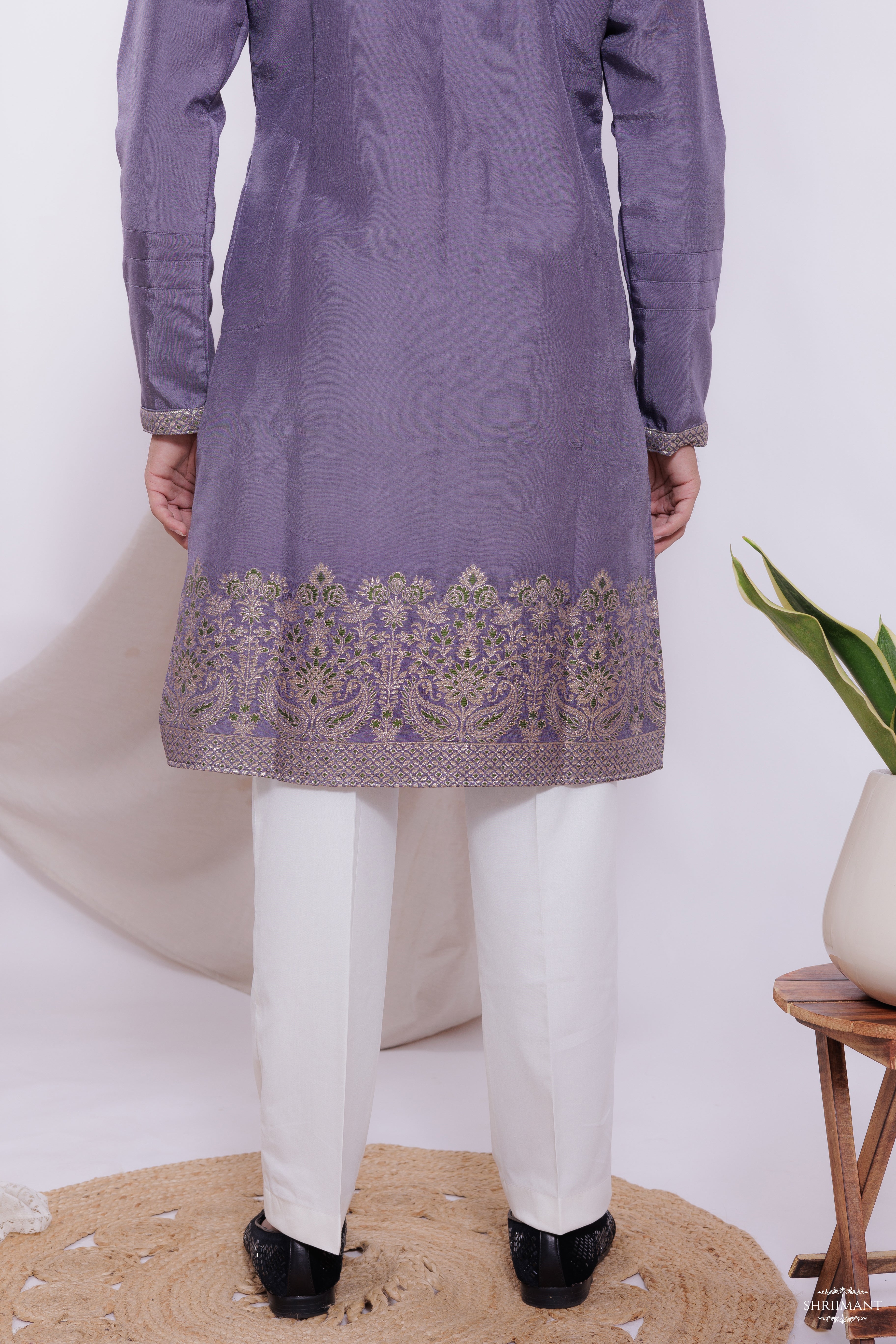 GREY MAHAL JACQUARD DESIGNER KURTA