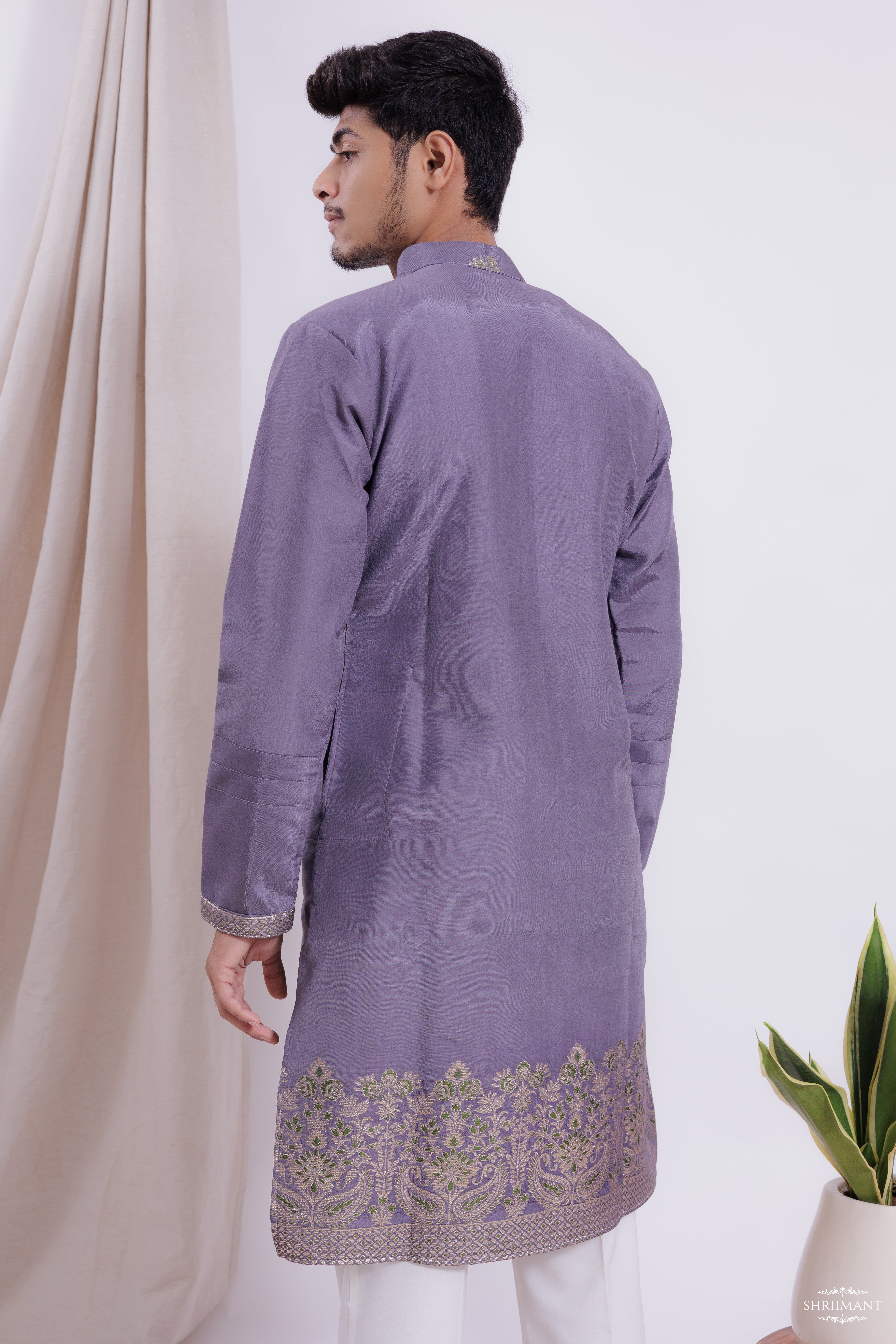 GREY MAHAL JACQUARD DESIGNER KURTA