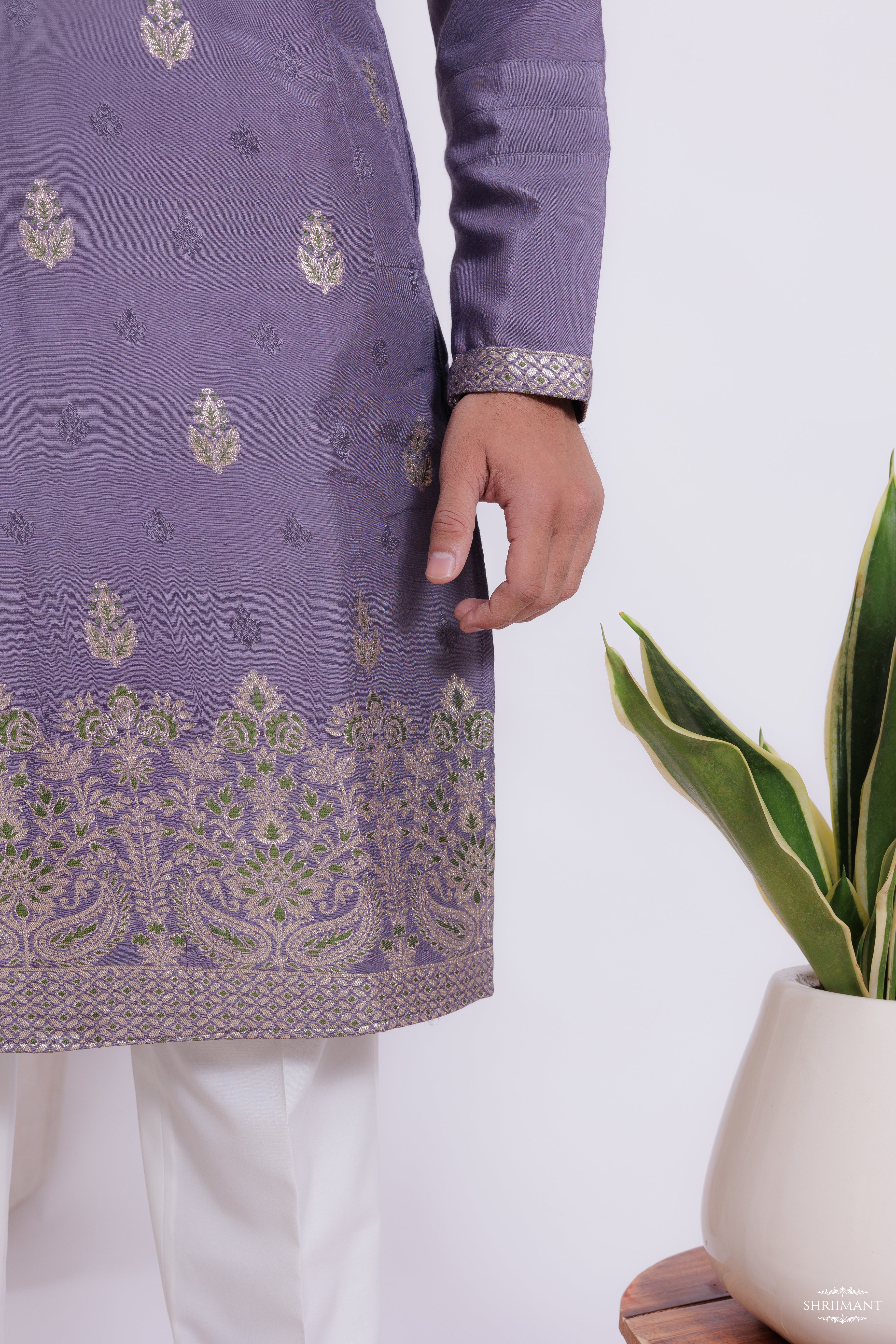 GREY MAHAL JACQUARD DESIGNER KURTA