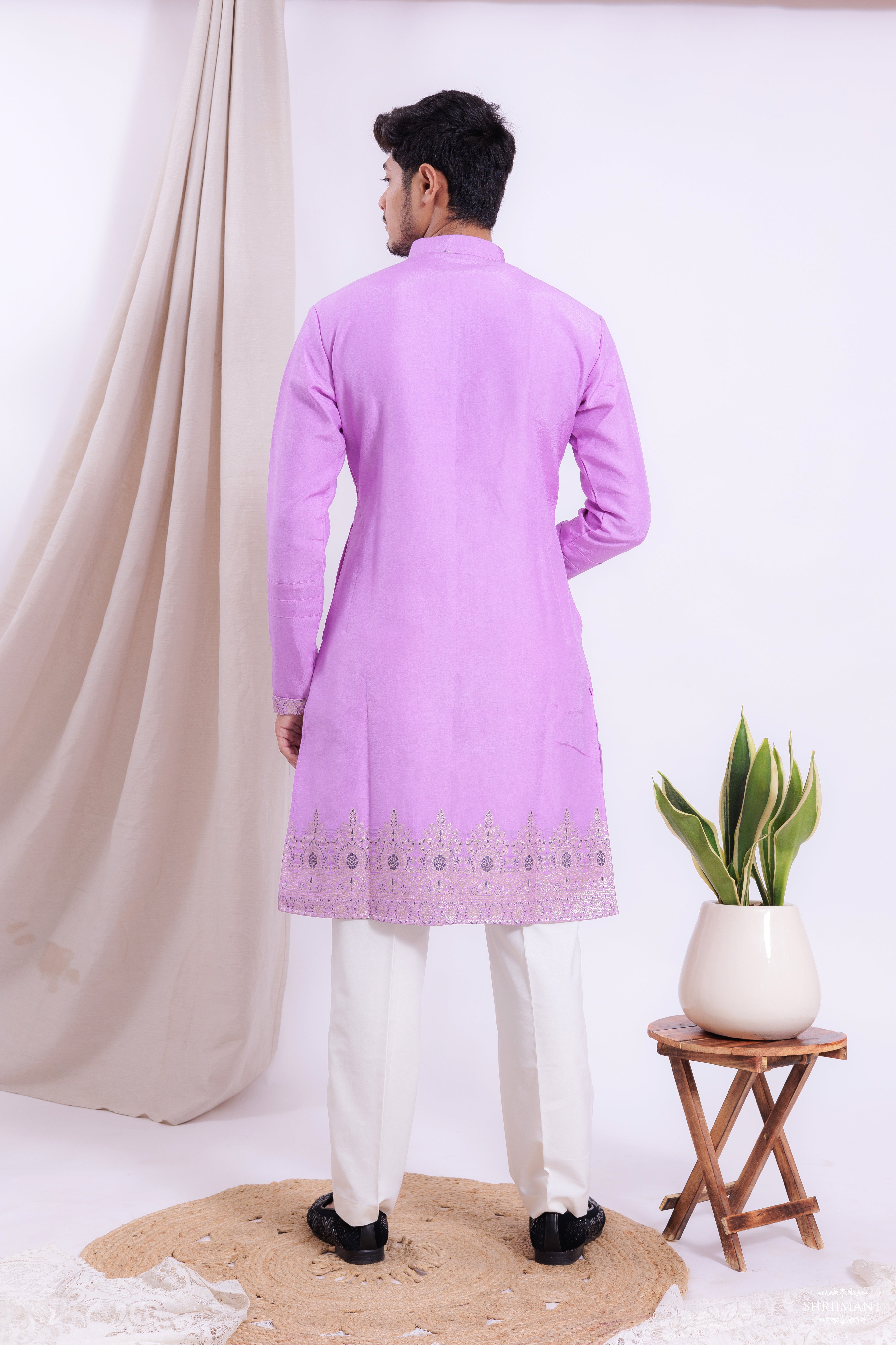 LIGHT PURPLE FLORAL JACQUARD EXCLUSIVE DESIGNER KURTA