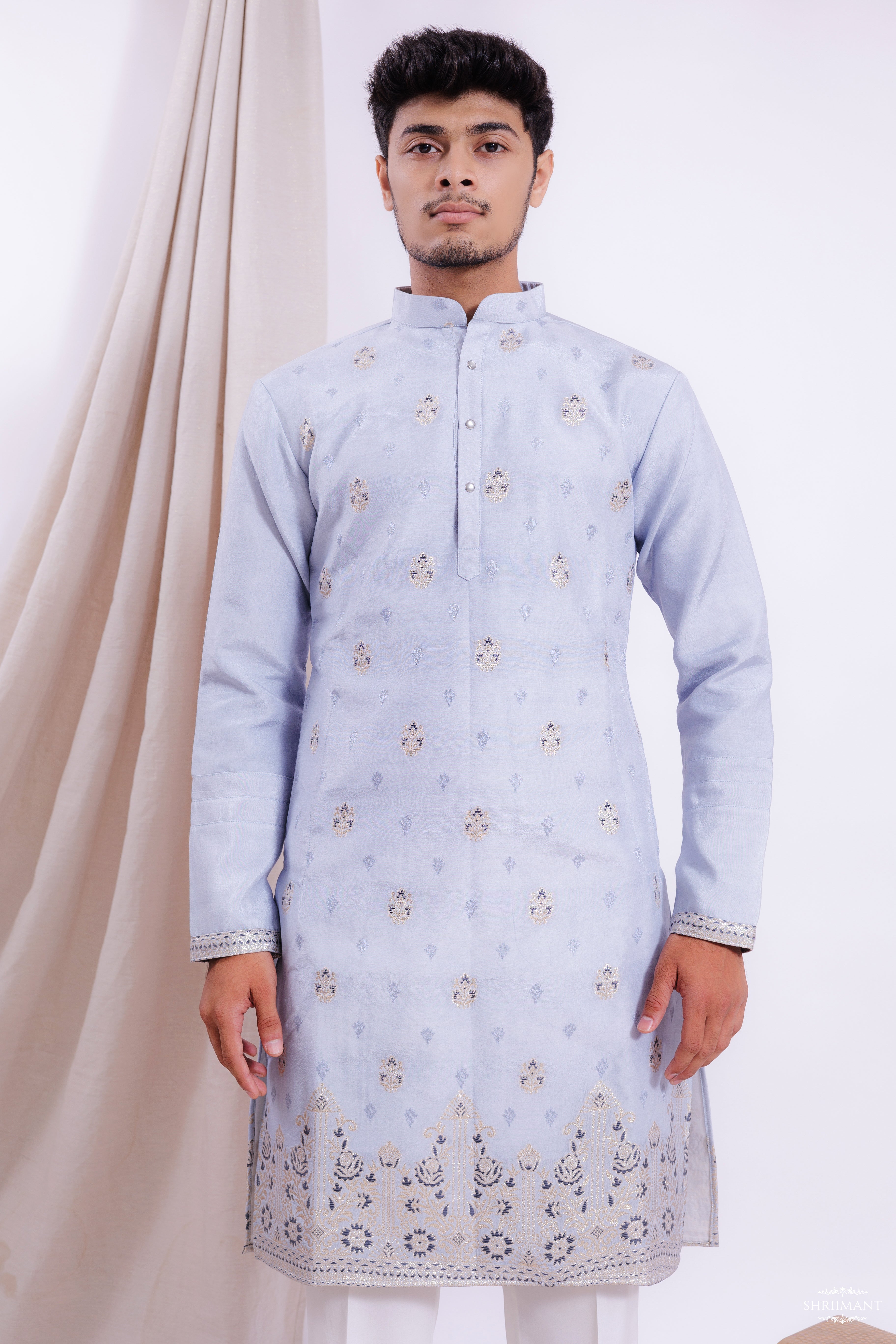 SKY BLUE FOUNTAIN JACQUARD DESIGNER KURTA