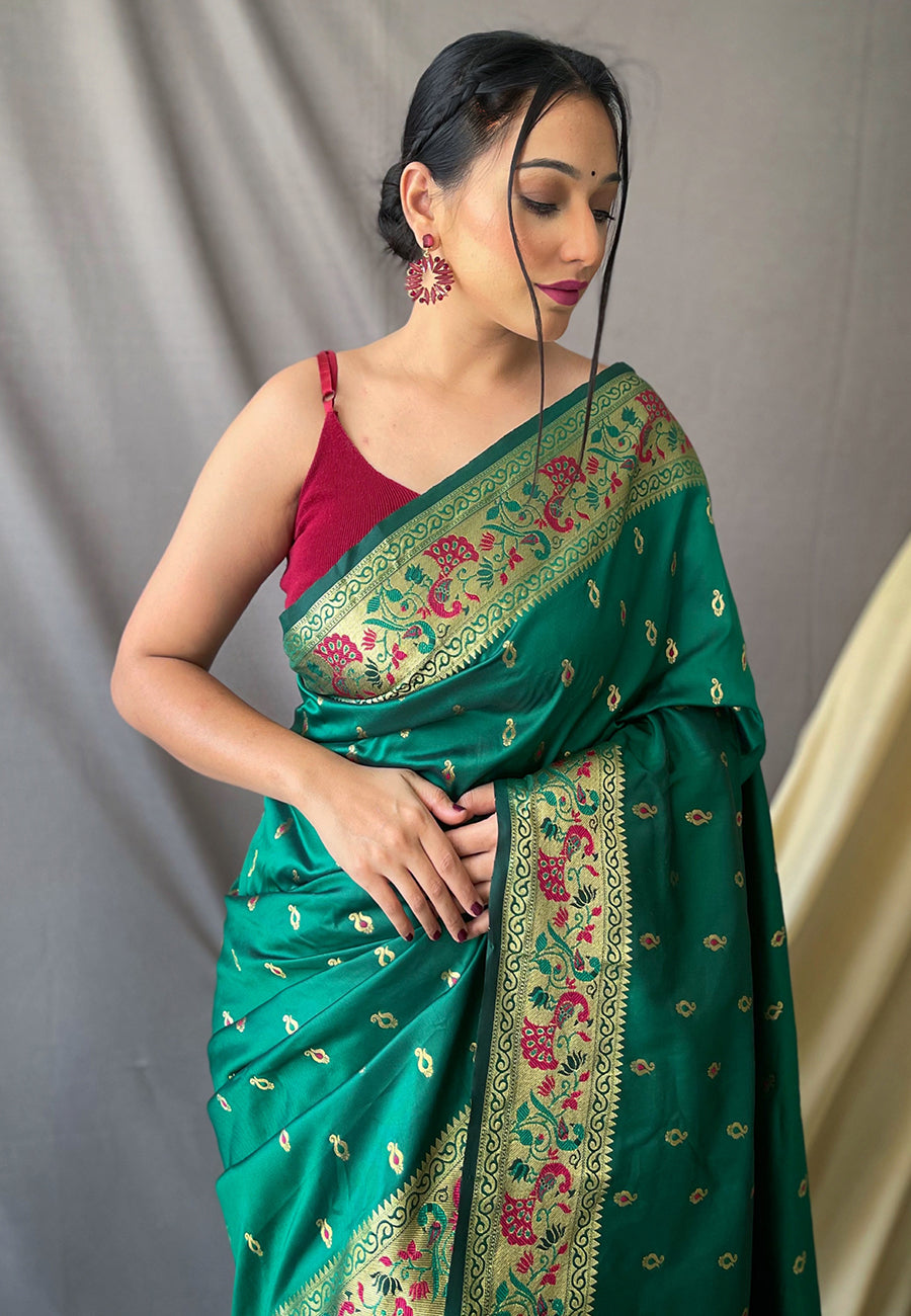 Paithani Silk Vol. 1 Woven Saree Green